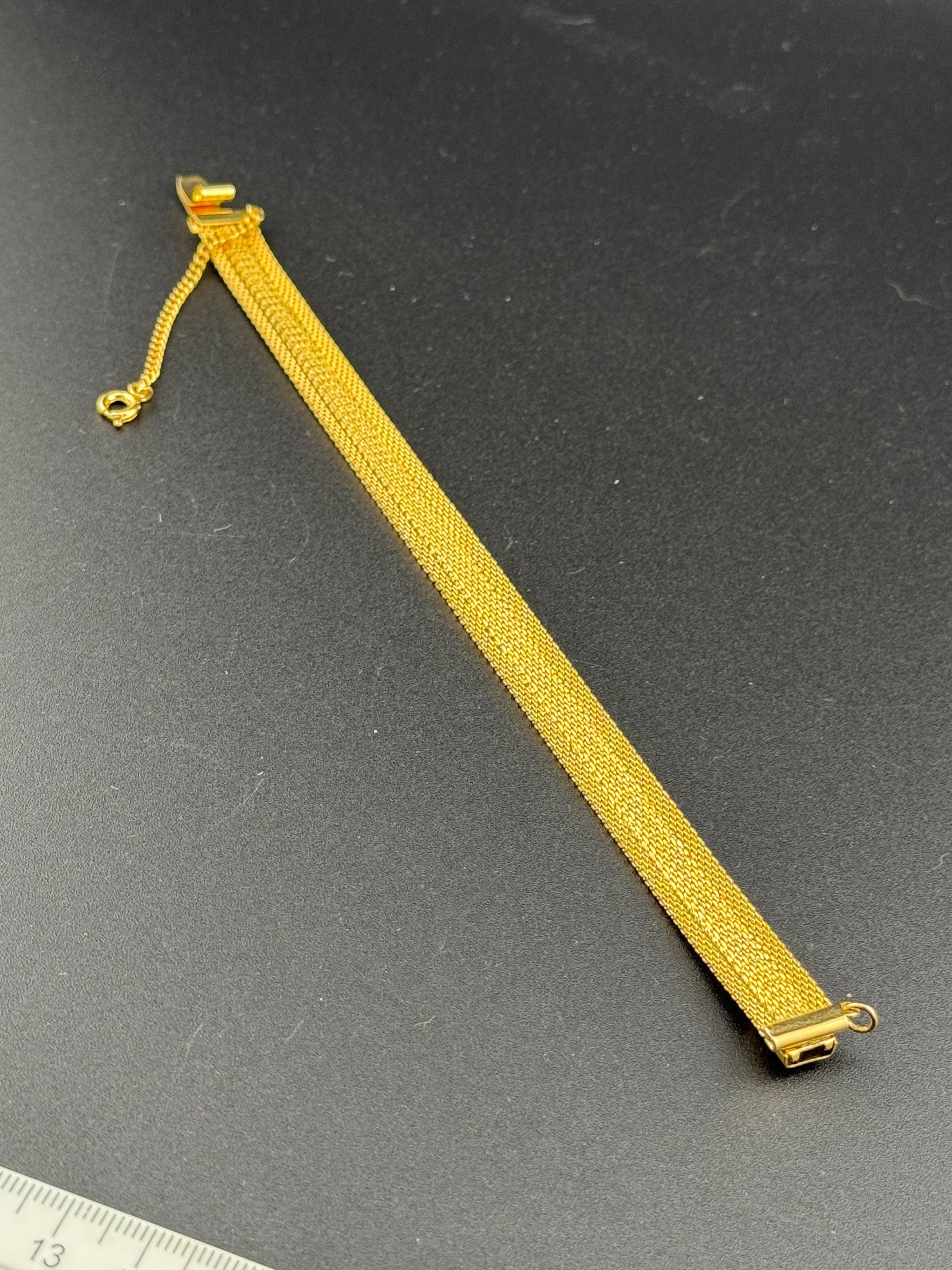 True Vintage pristine gold plated wide mesh flat link bangle bracelet 19 x 12mm old shop stock