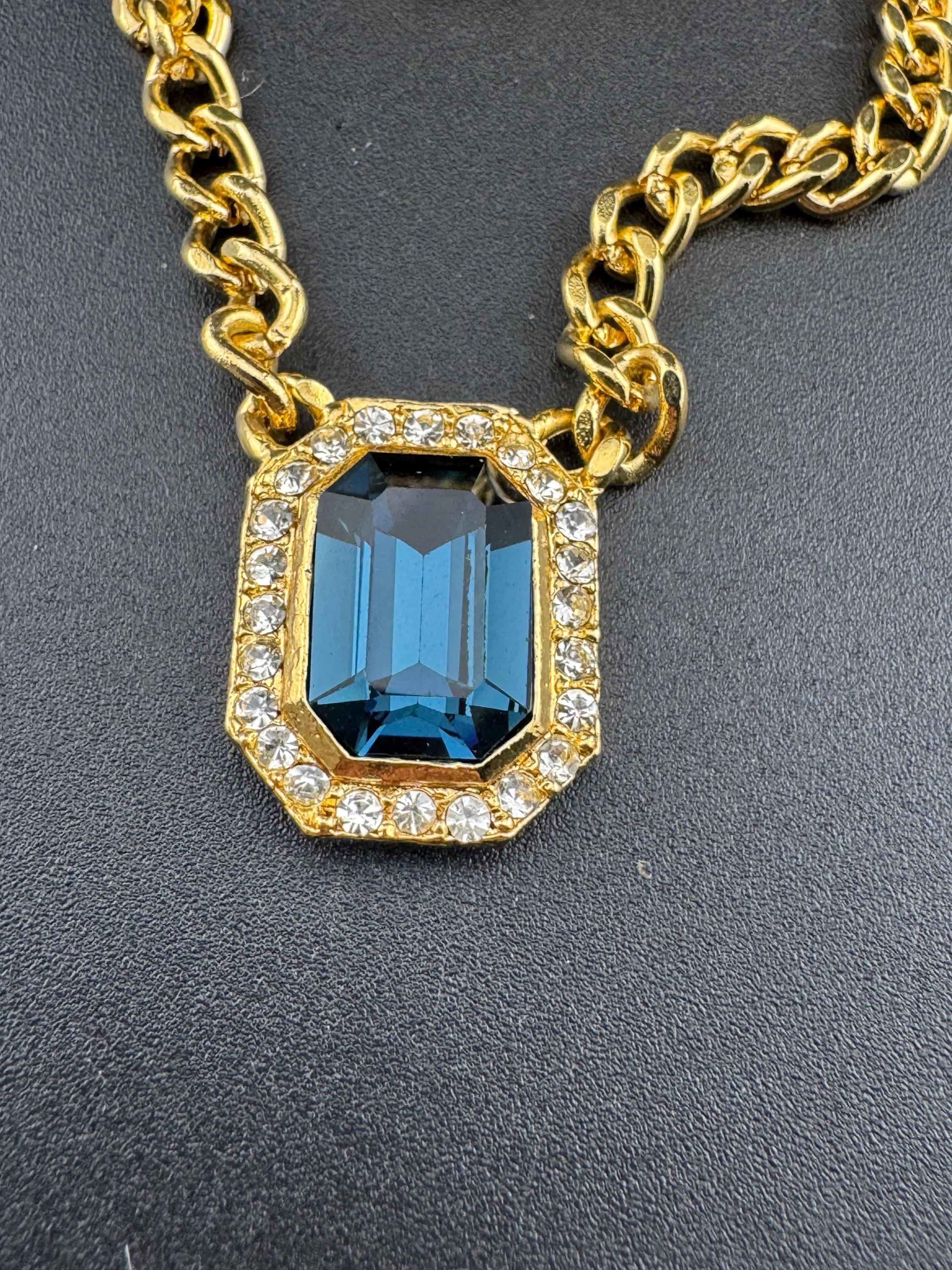 Vintage 1980s Swarovski Crystal Necklace & Cross Brooch Set