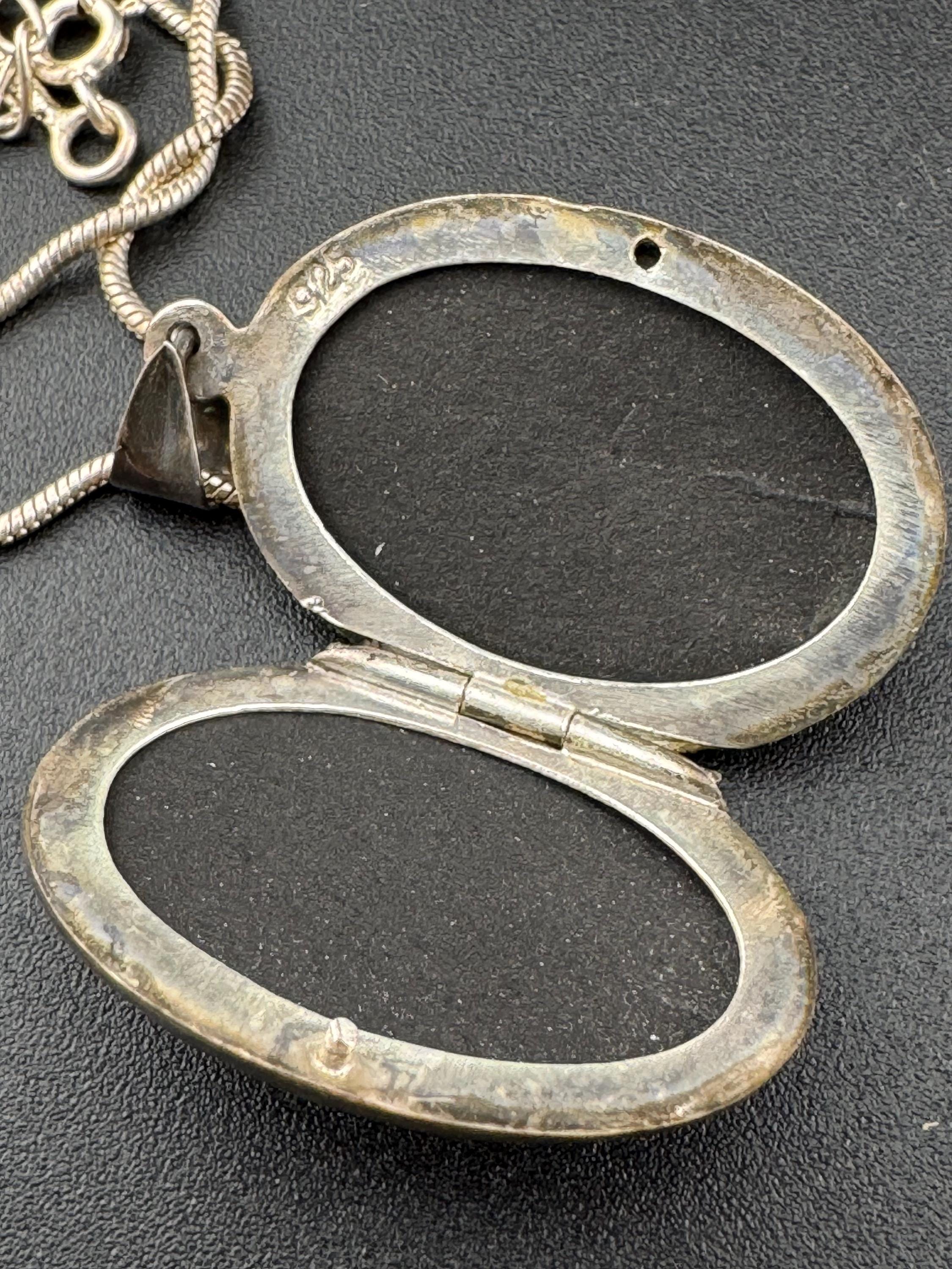Vintage 925 Sterling Silver Photo Locket Necklace: Engraved Keepsake