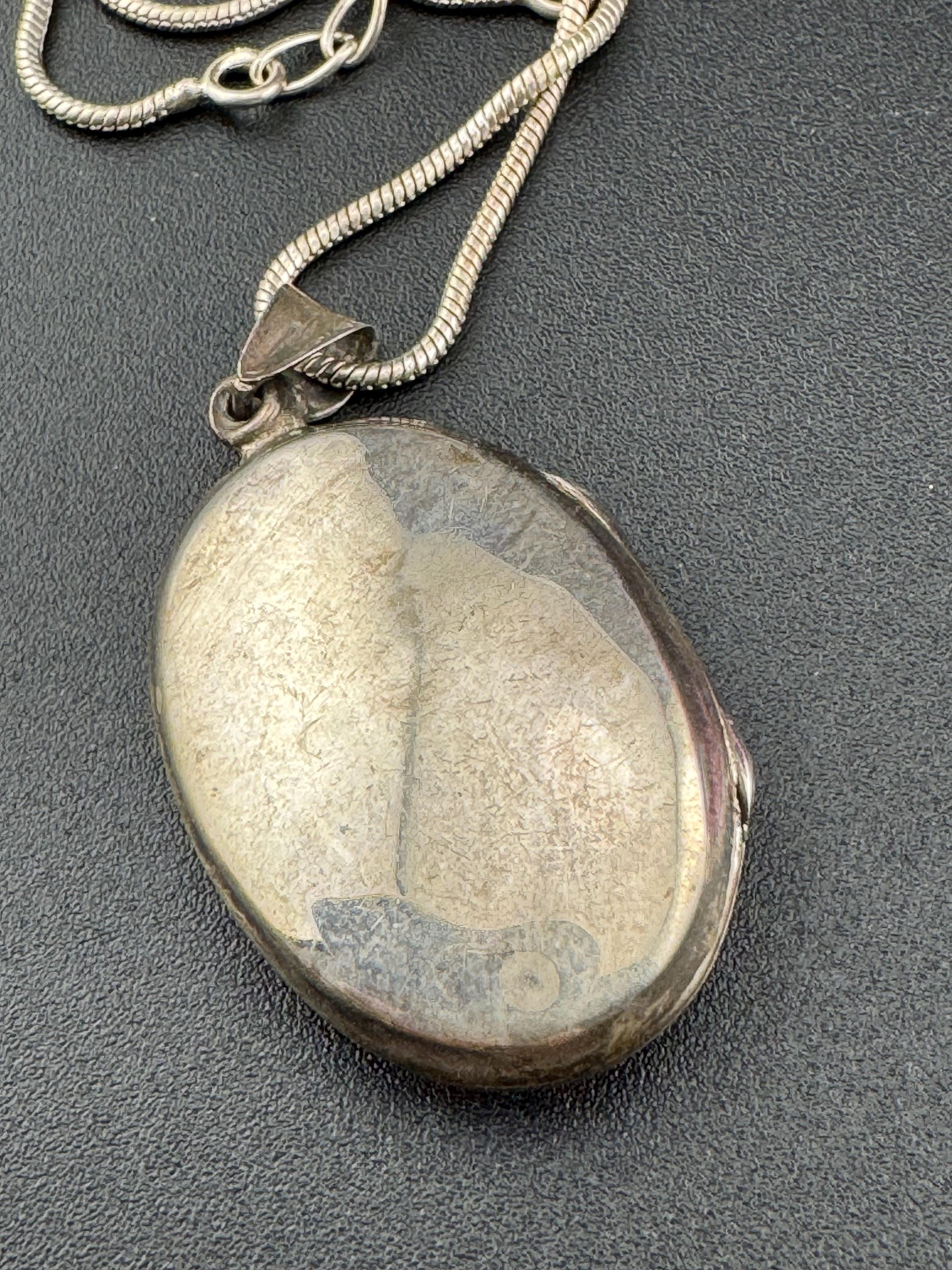 Vintage 925 Sterling Silver Photo Locket Necklace: Engraved Keepsake