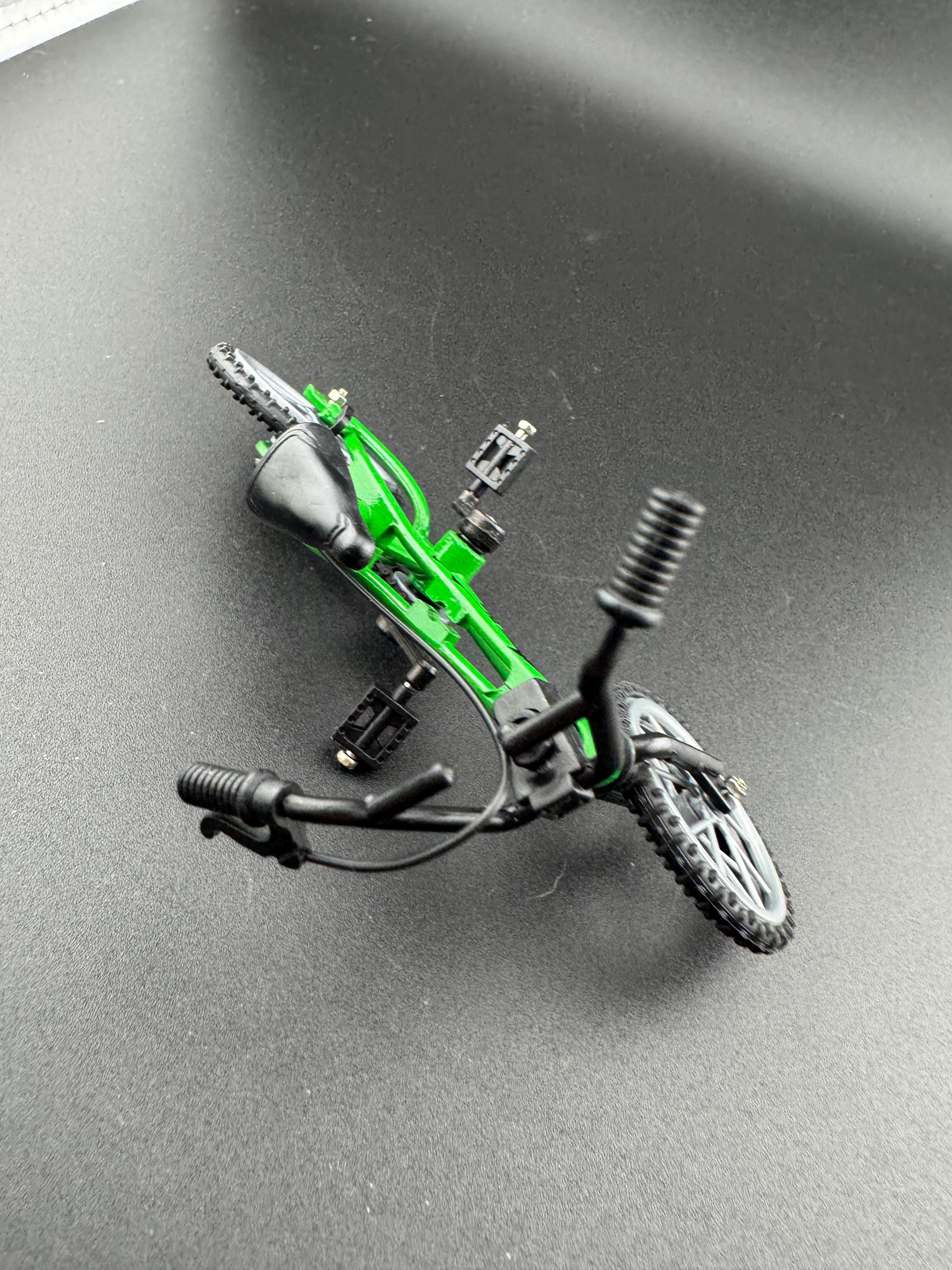 Miniature plastic green mountain bike BMX cake topper decoration