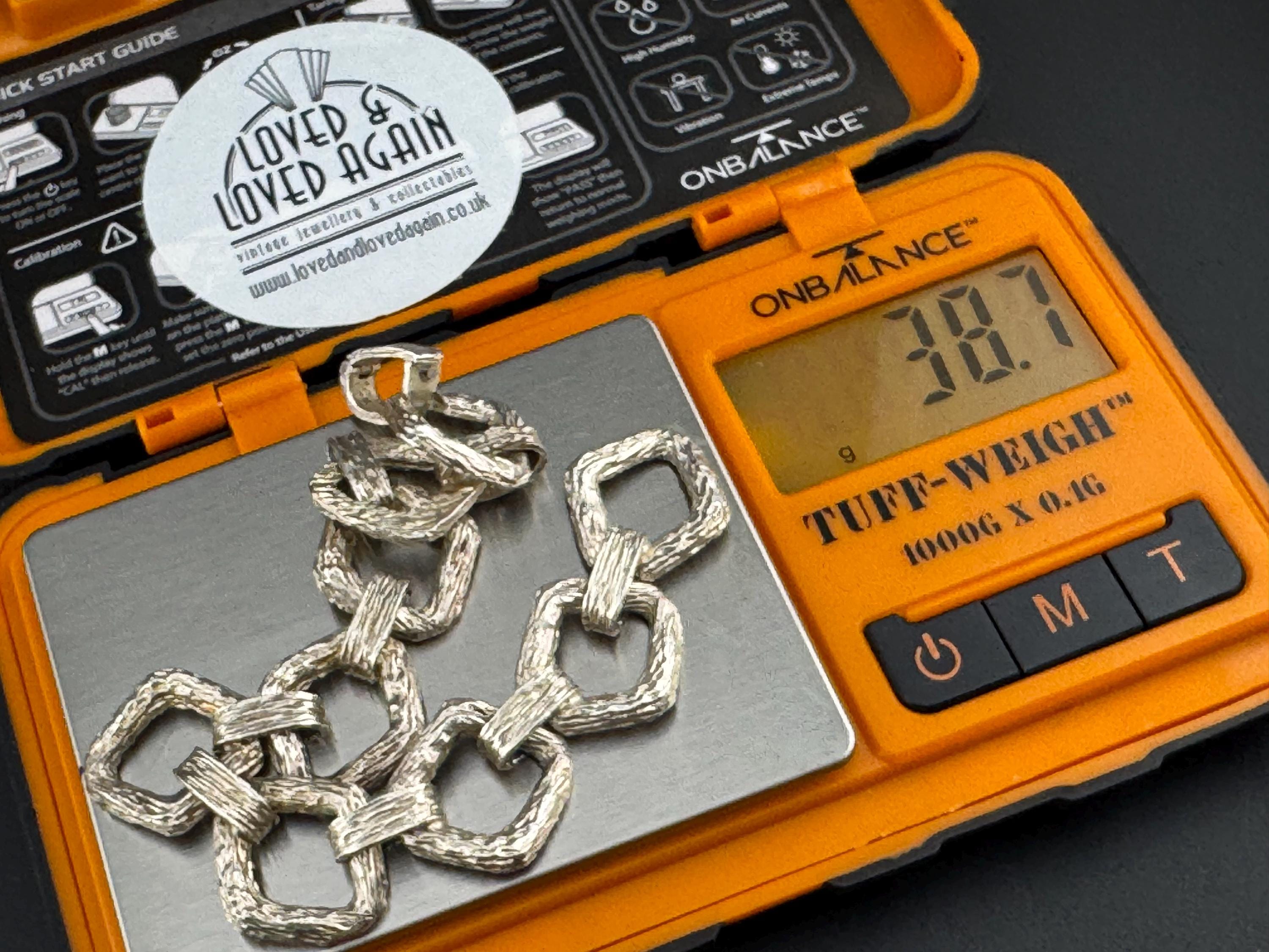 Vintage Clifford and Hall Sterling Silver Bark Panel Bracelet