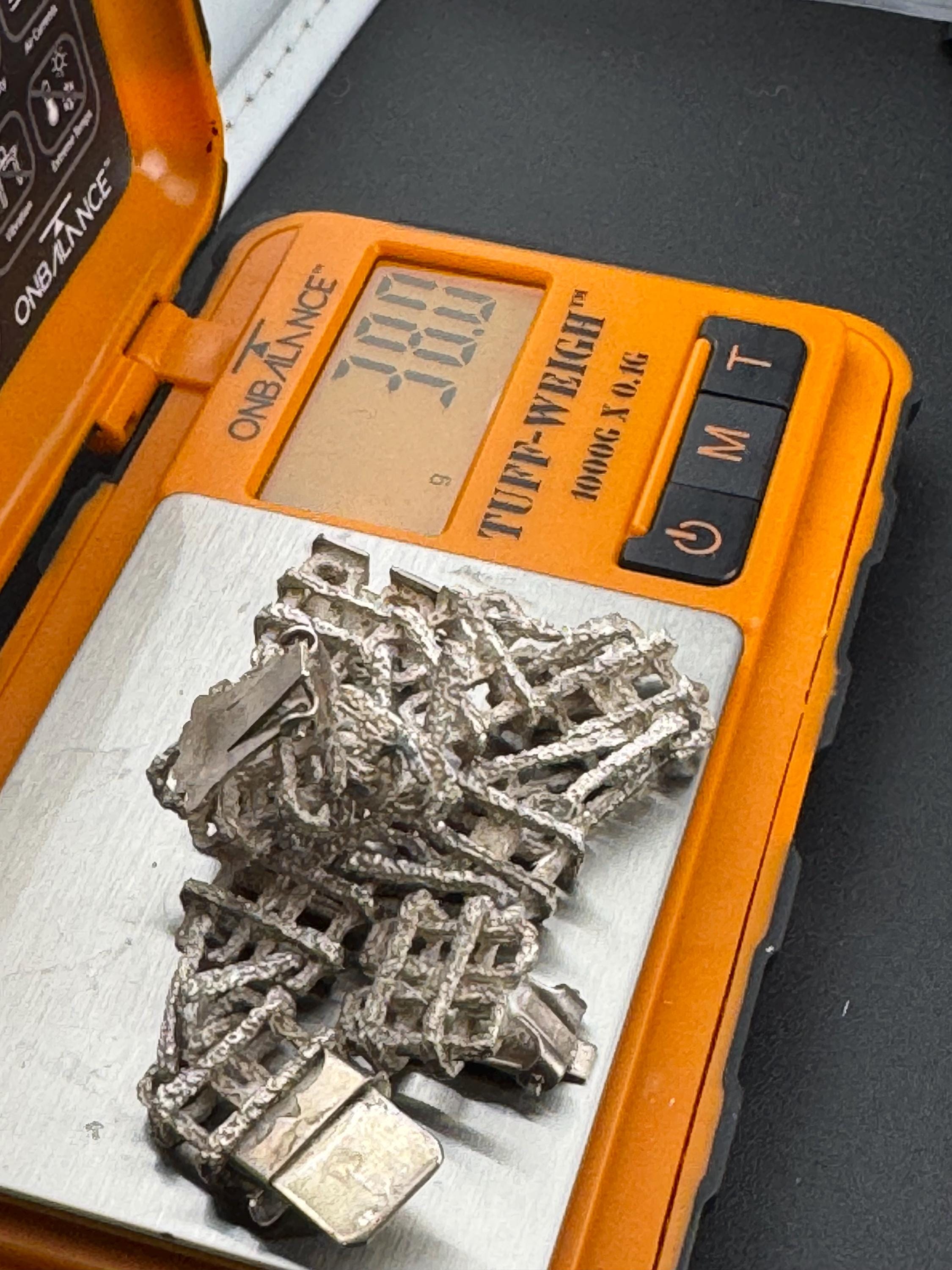 Vintage Sterling Silver Bark Textured Bracelet and Clip-On Earrings Set