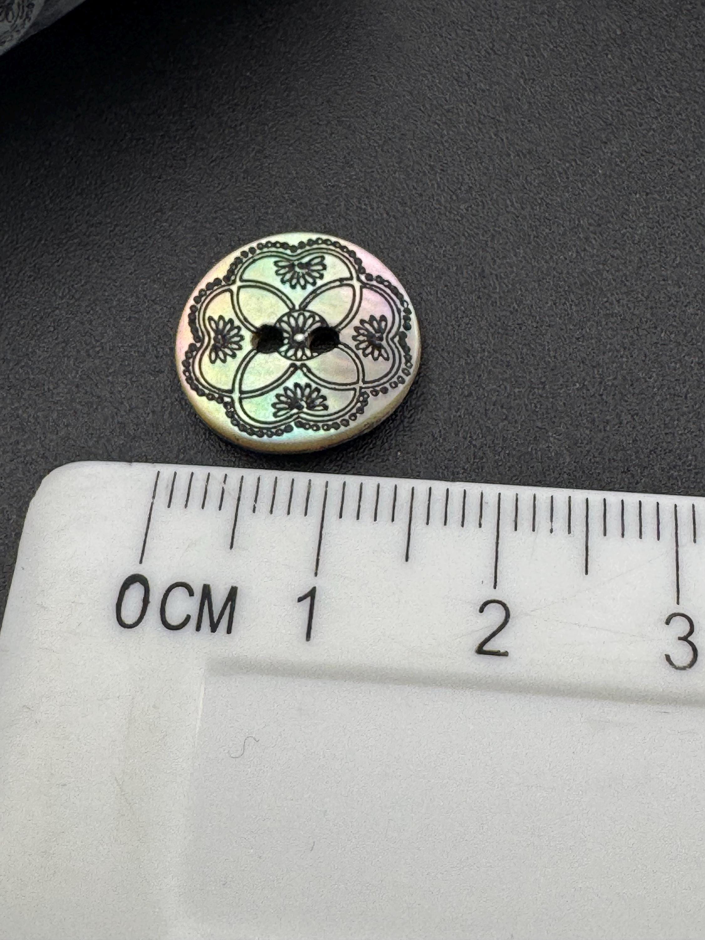 10 x 15mm small Japanese Mother of Pearl Buttons printed Sewing Haberdashery