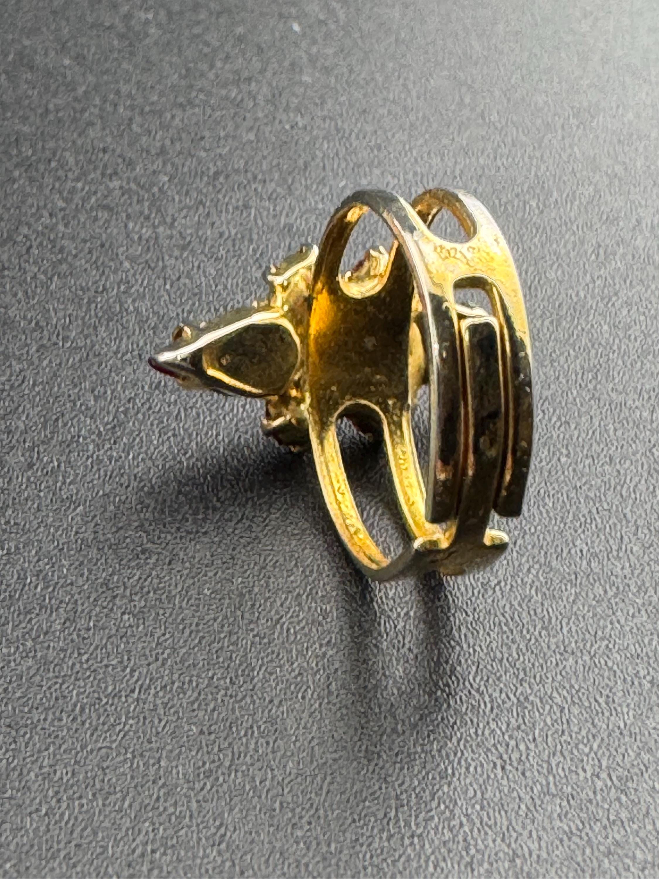 Ruby Red Gold Cluster Ring - Adjustable, Vintage 1970s