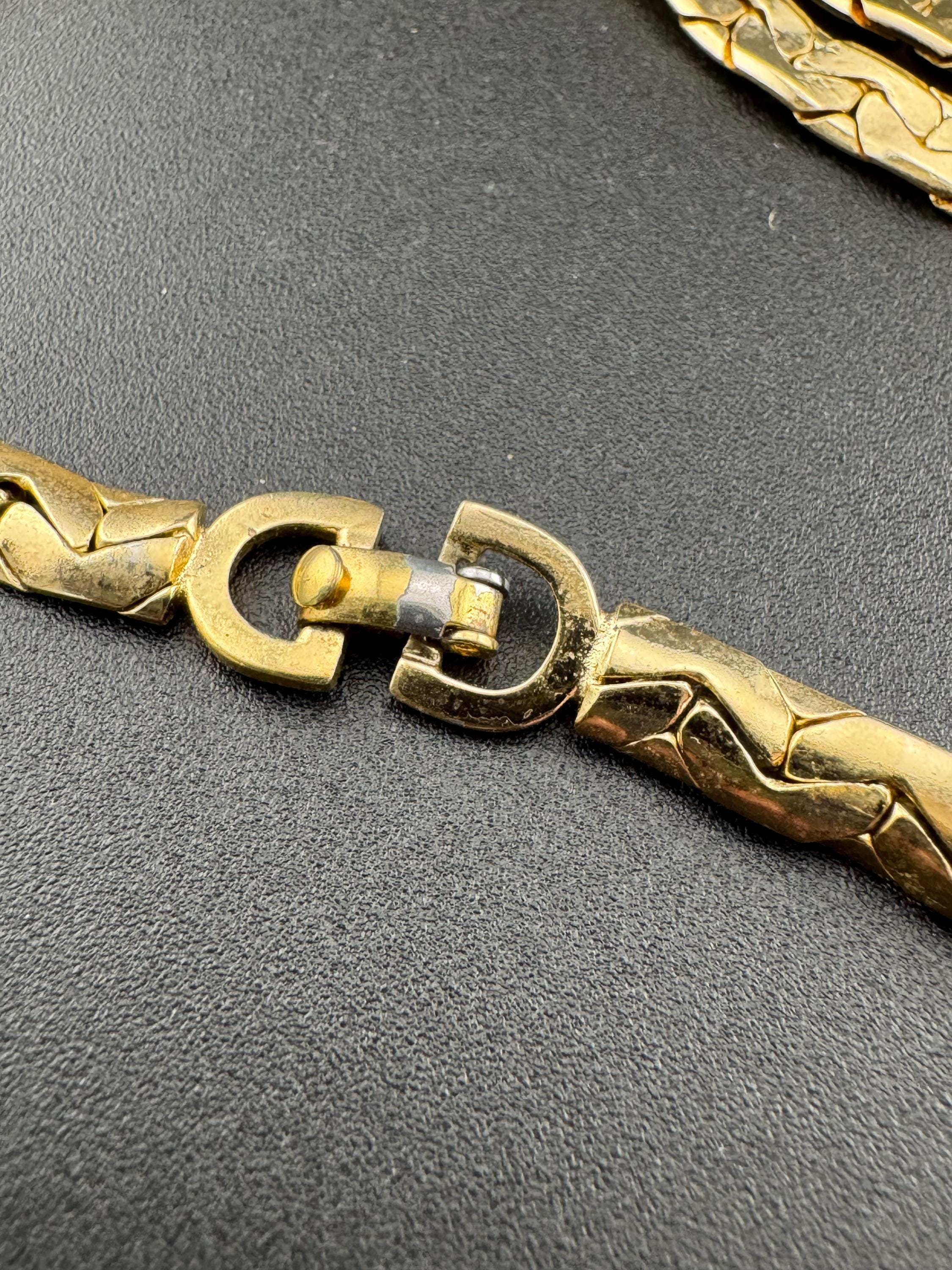 Vintage Christian Dior Gold Plated Serpentine Chain Necklace (90cm) signed