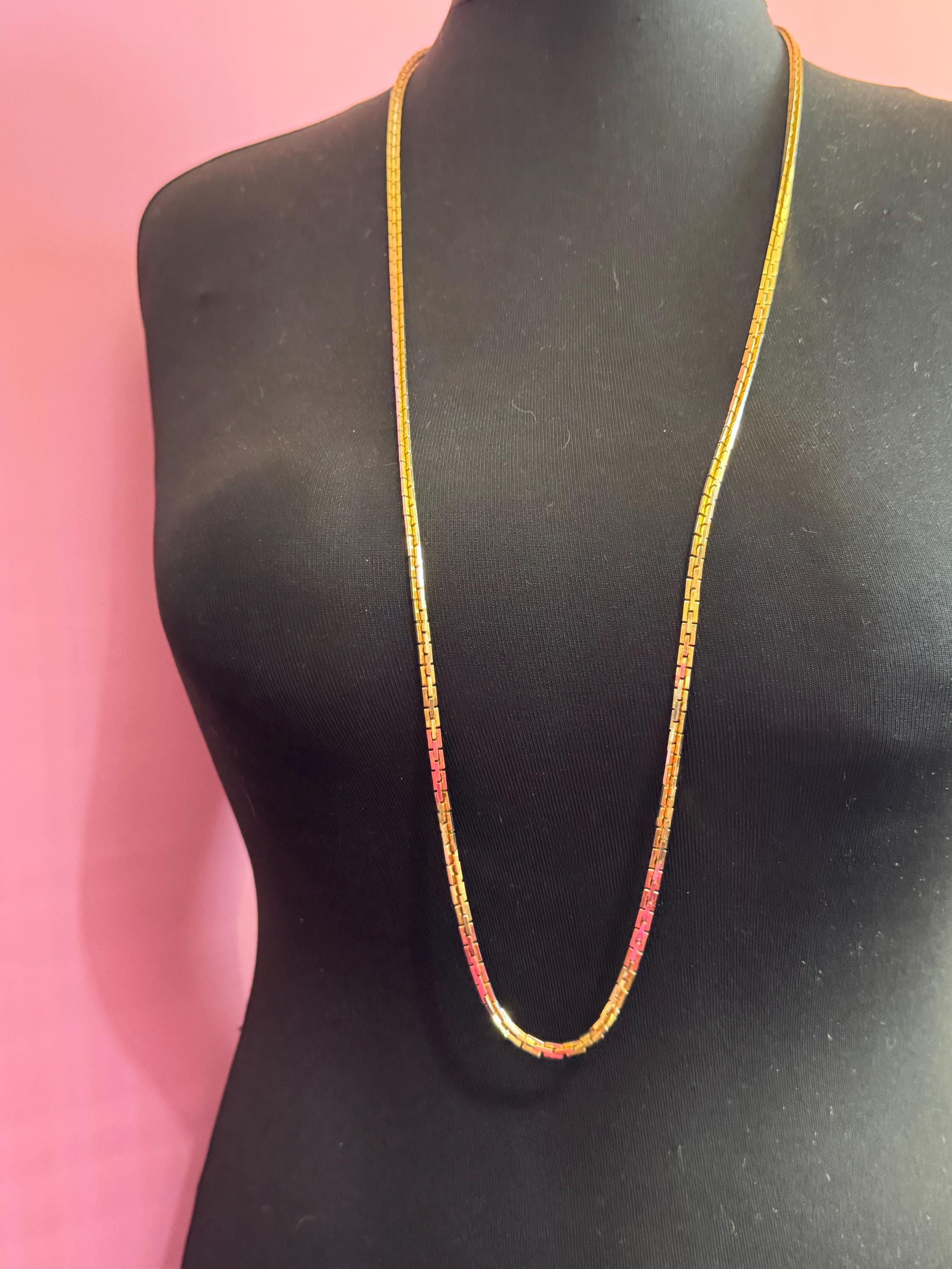 signed GROSSE Designer vintage 103cm long gold plated fancy chain link necklace