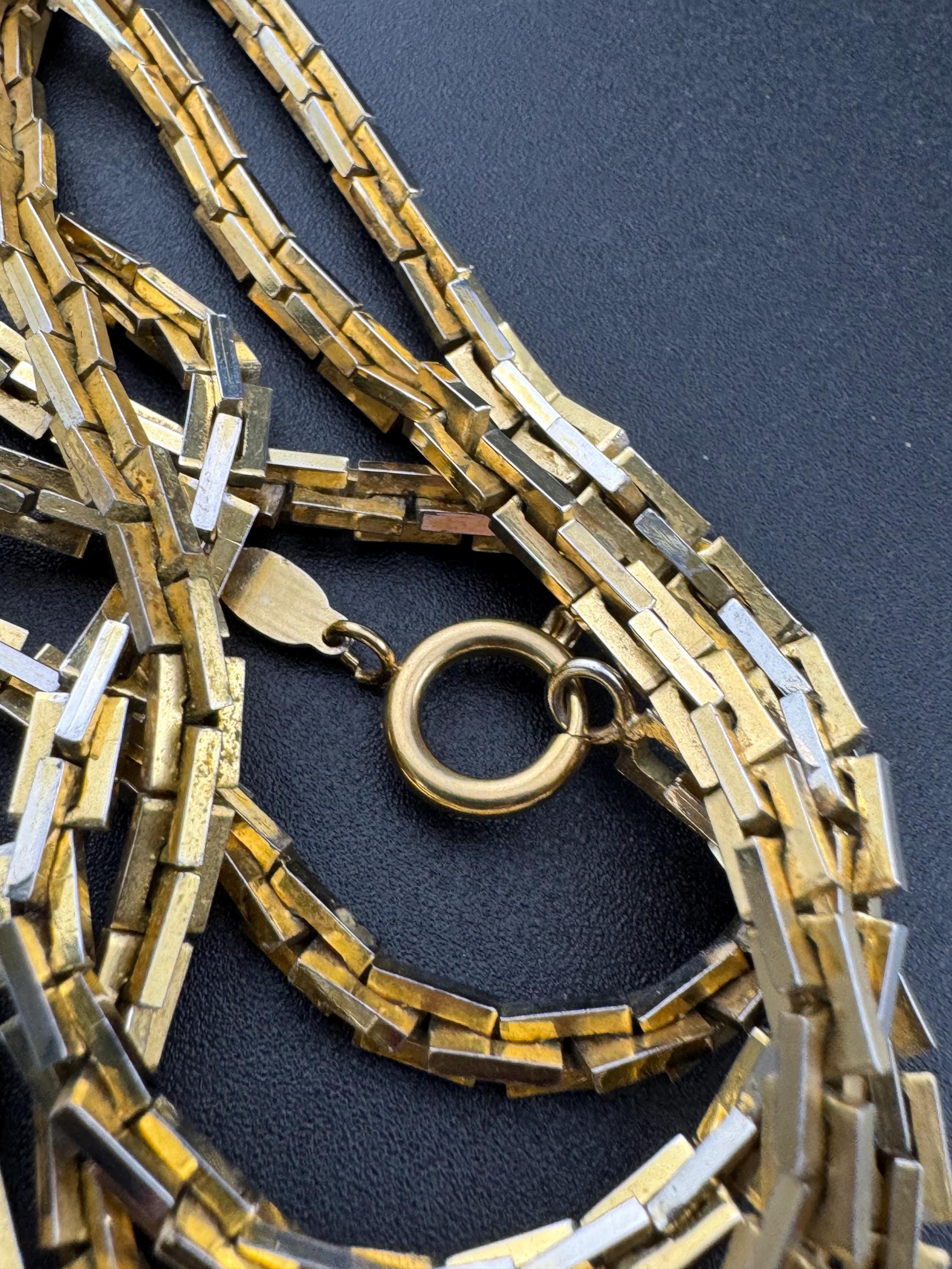 signed GROSSE Designer vintage 103cm long gold plated fancy chain link necklace