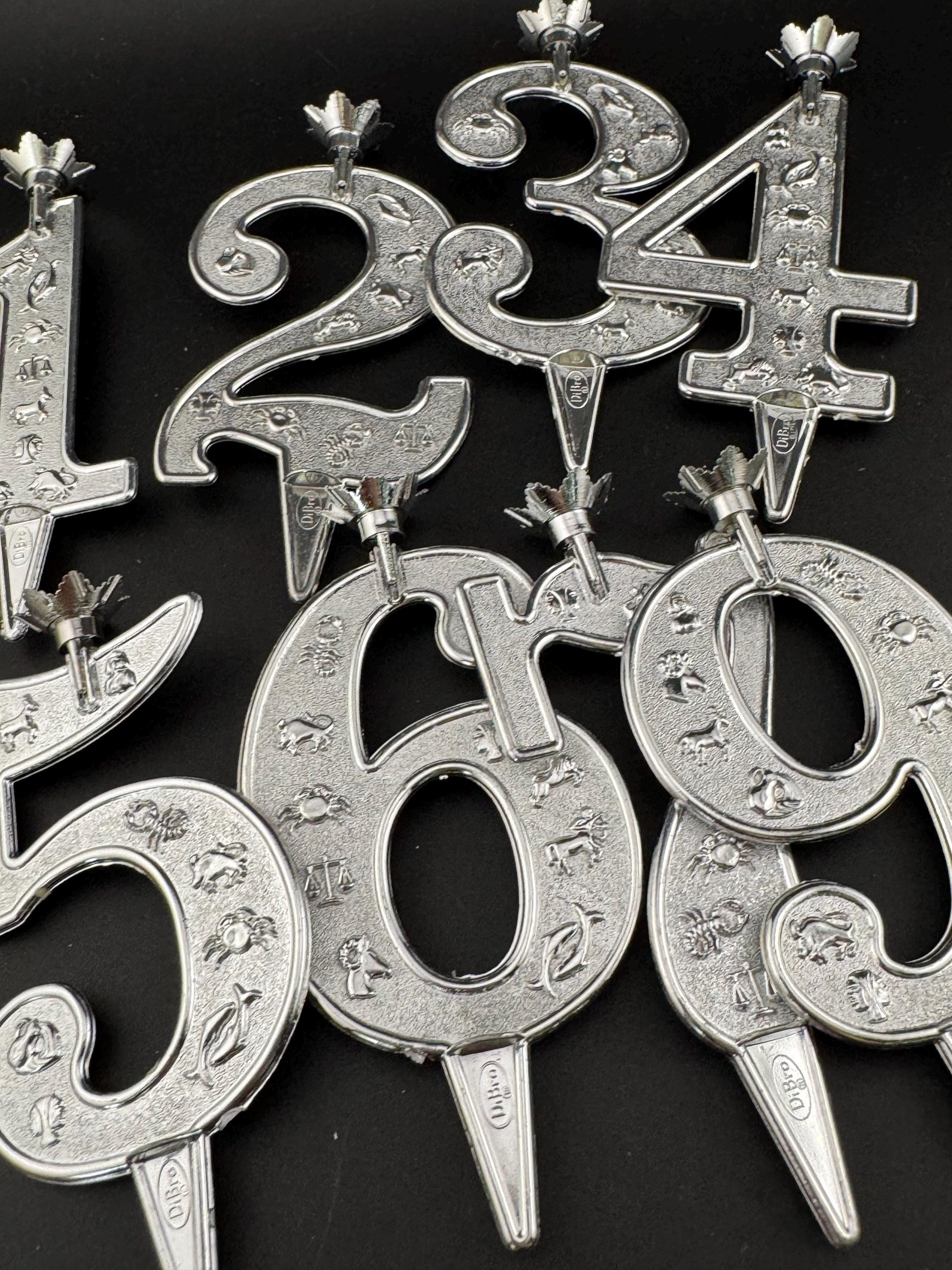 Silver Plastic Number Cake Topper Candle Holder: Birthday Anniversary