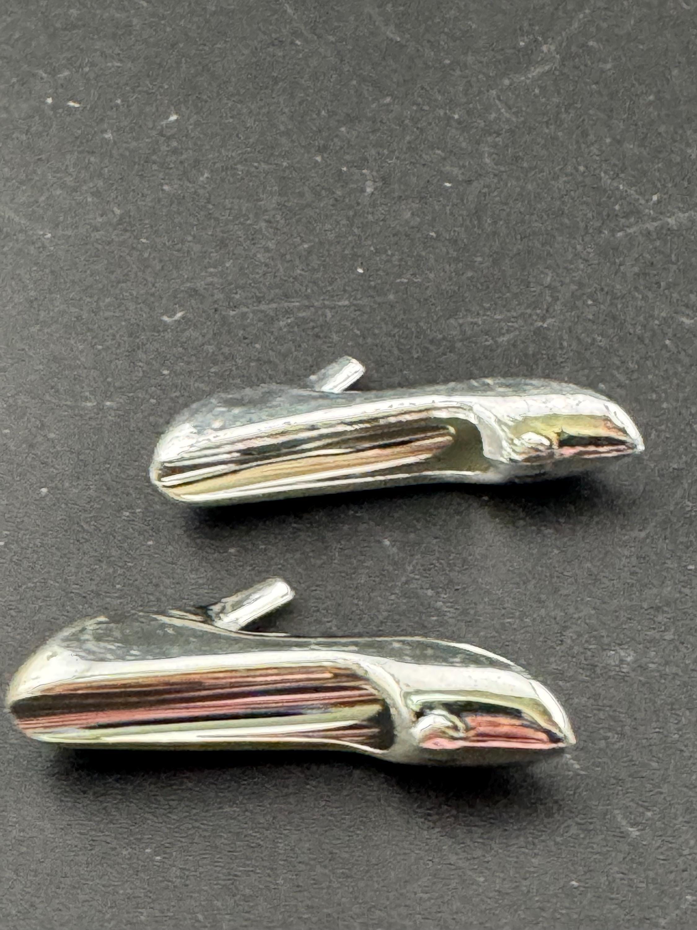 Vintage 1960s pair of silver stiletto heel shoes plastic Cake topper decoration 18th 21st Birthday Bridal Wedding Cake old shop stock