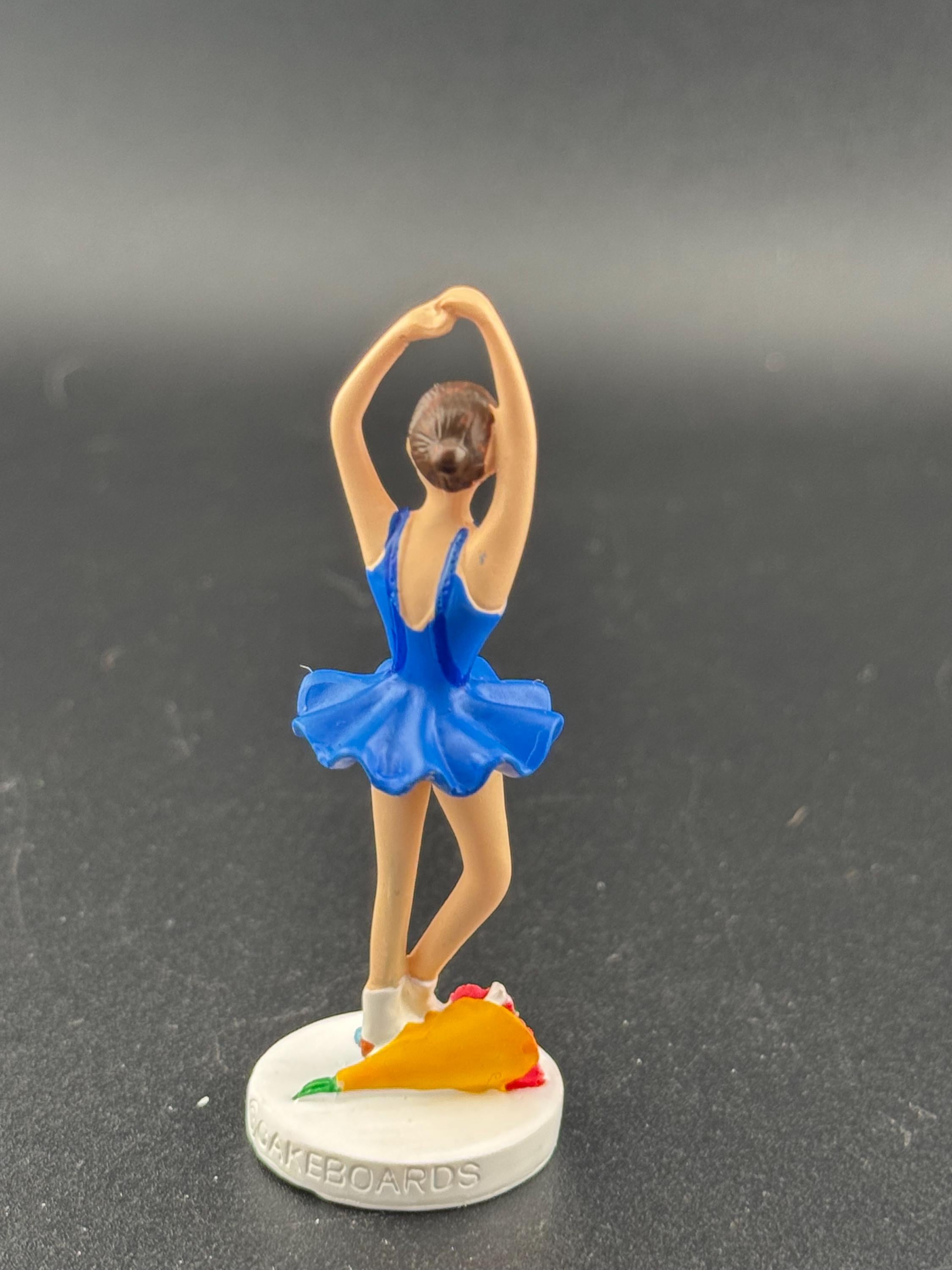 Novelty ballerina in a blue dress plastic Cake topper, ballet dancer decoration