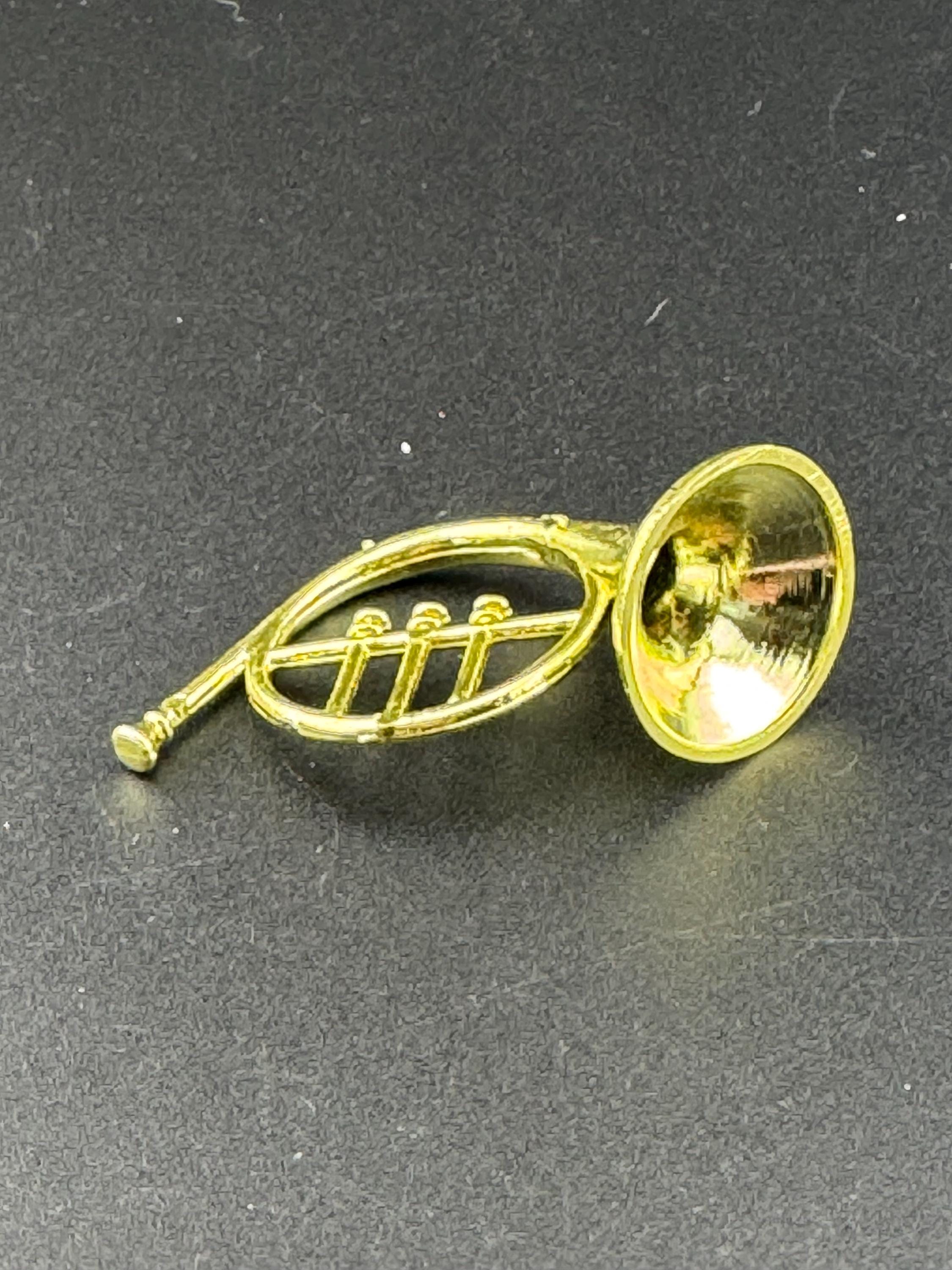 miniature gold FRENCH HORN birthday cake topper musical instruments baking craft decorations
