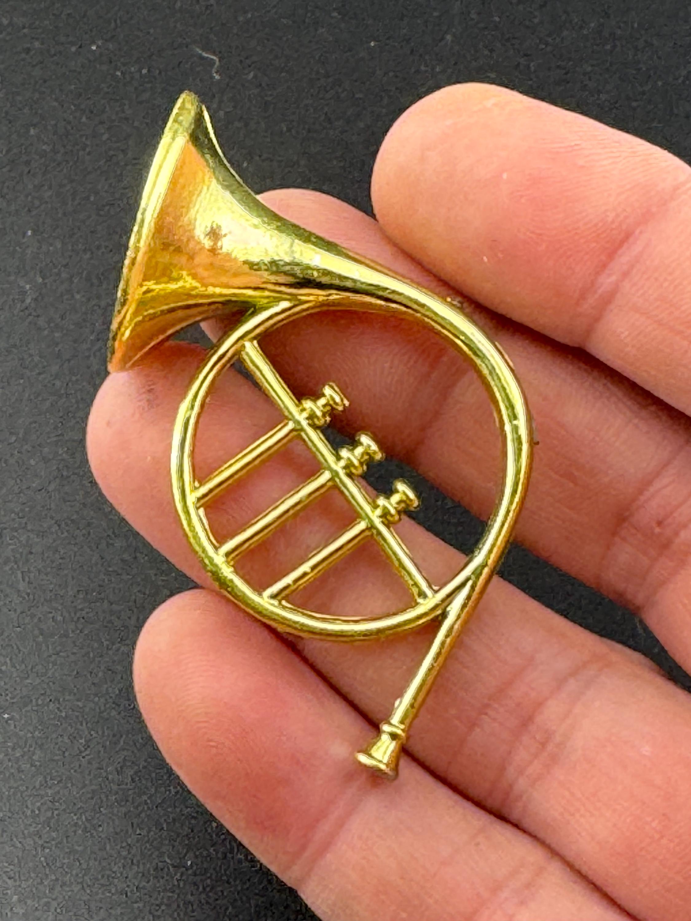 miniature gold FRENCH HORN birthday cake topper musical instruments baking craft decorations