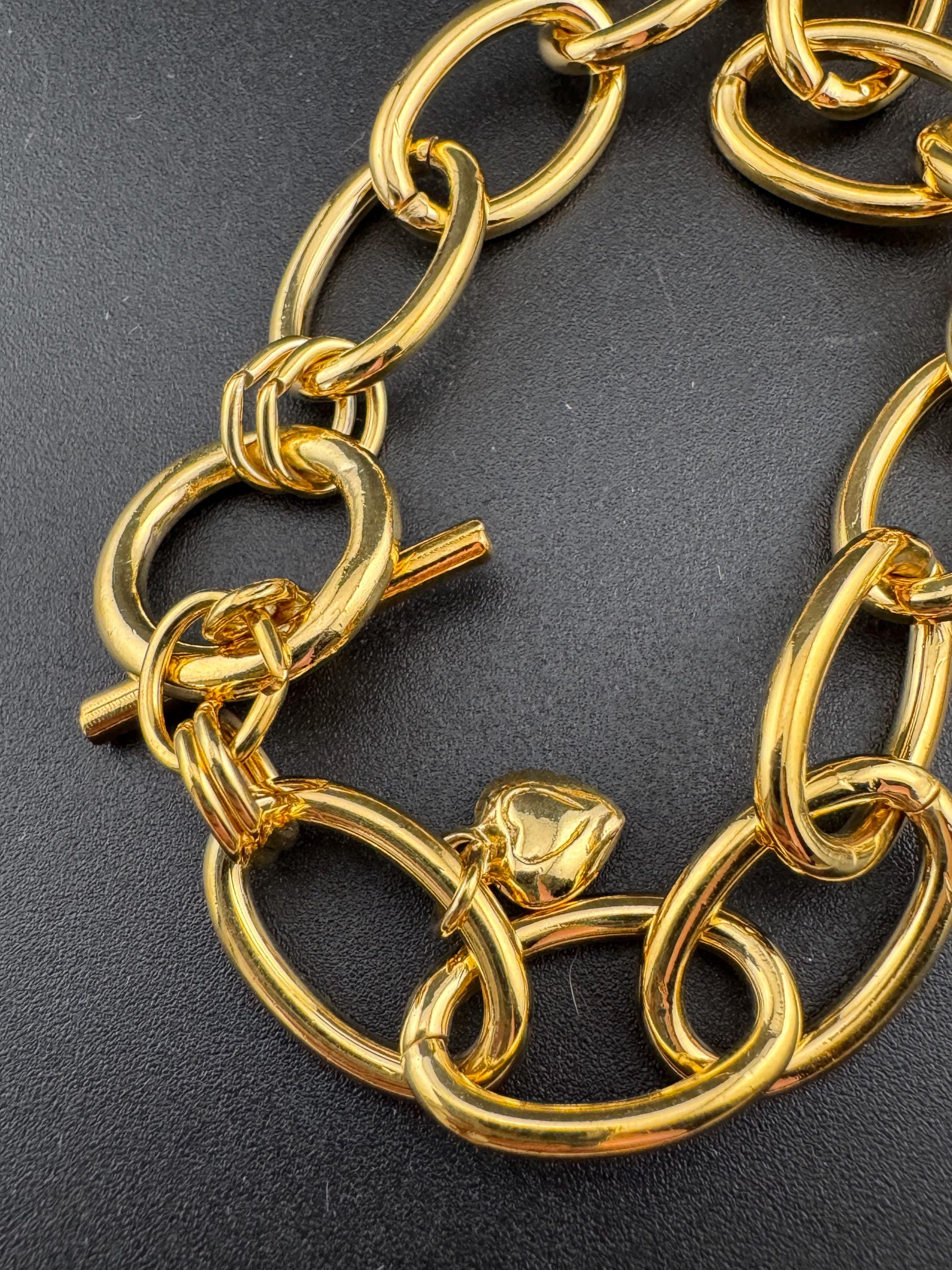 Y2K Heart Charm Pendant Necklace: Chunky Gold Cable Chain
