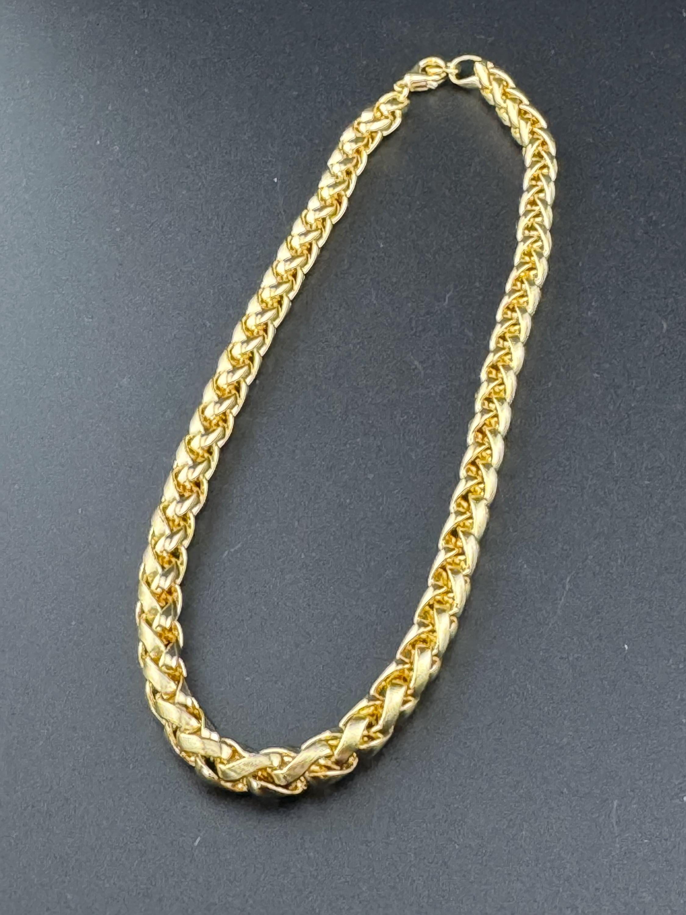 7mm thick wheat link chain, 41cm Retro 1980s gold plated