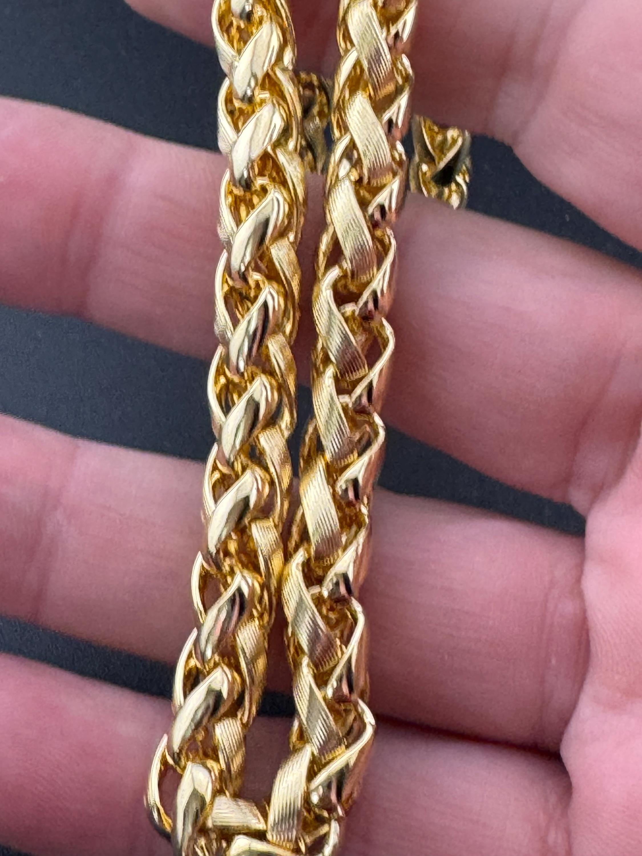 7mm thick wheat link chain, 41cm Retro 1980s gold plated