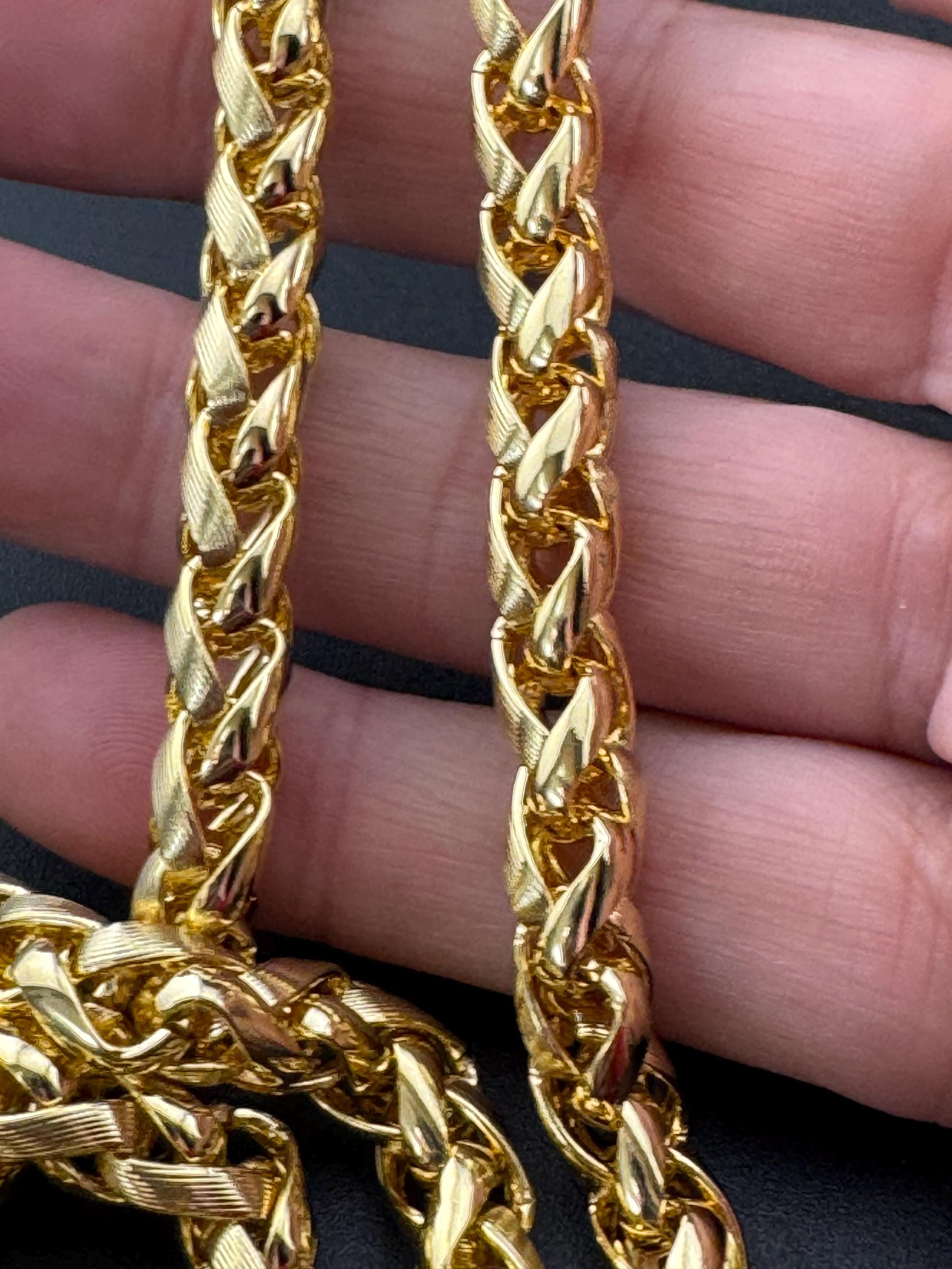 7mm thick wheat link chain, 41cm Retro 1980s gold plated