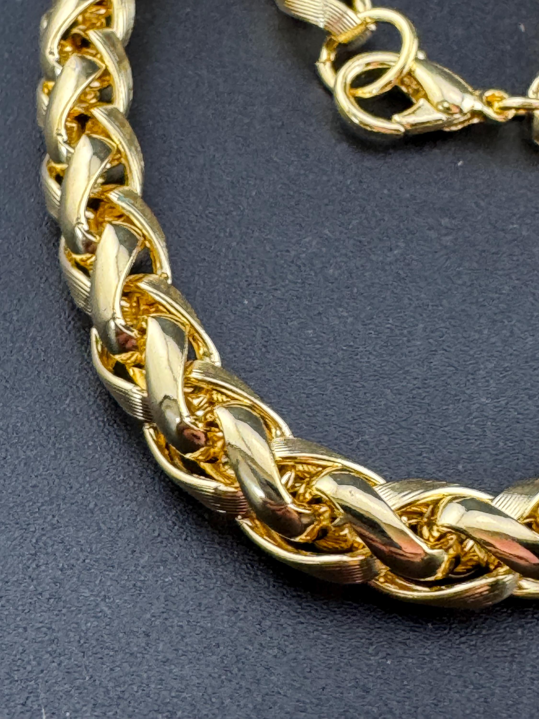 7mm thick wheat link chain, 41cm Retro 1980s gold plated
