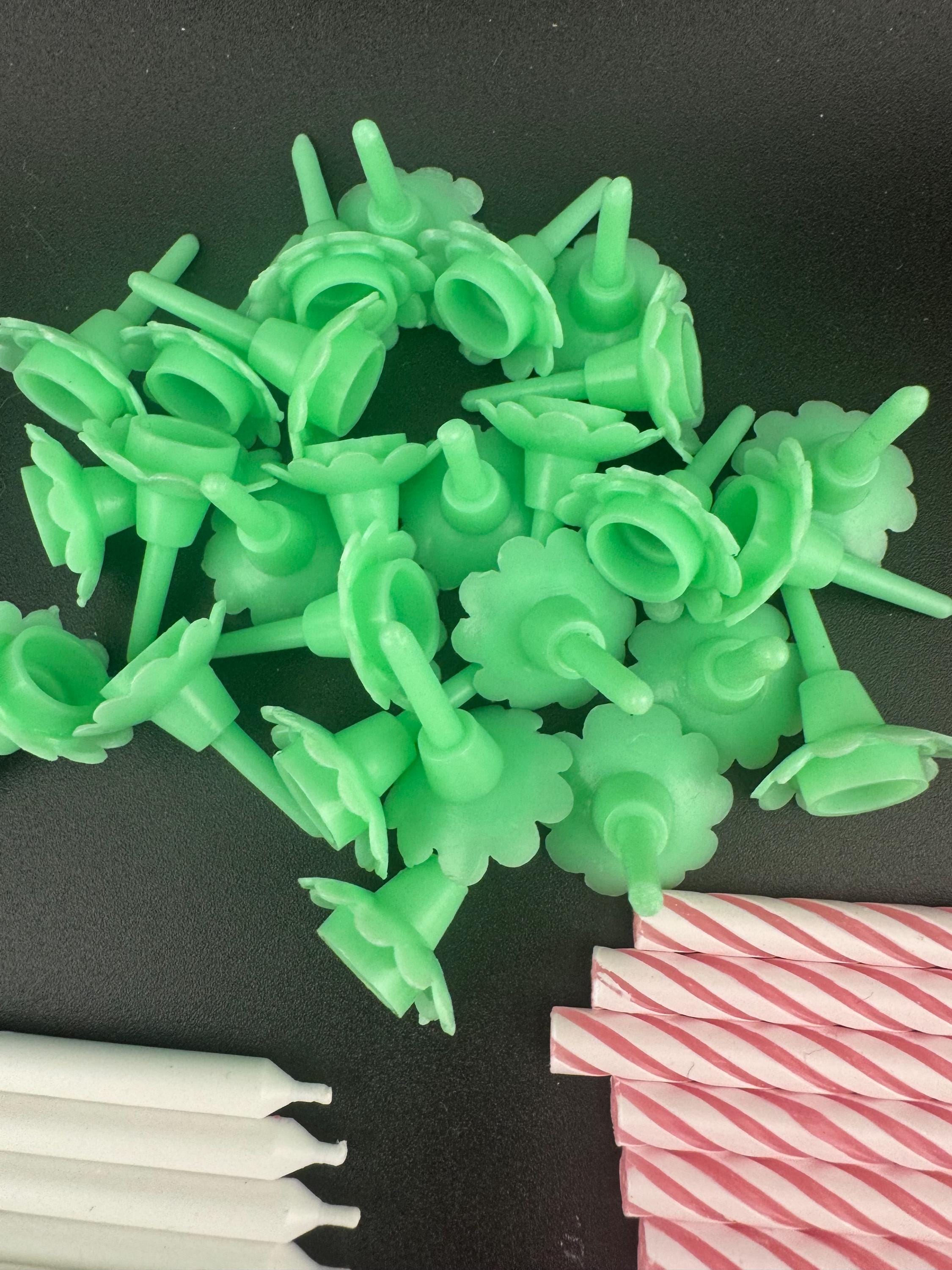 Birthday Cake Candles and Holders: Assorted Colors