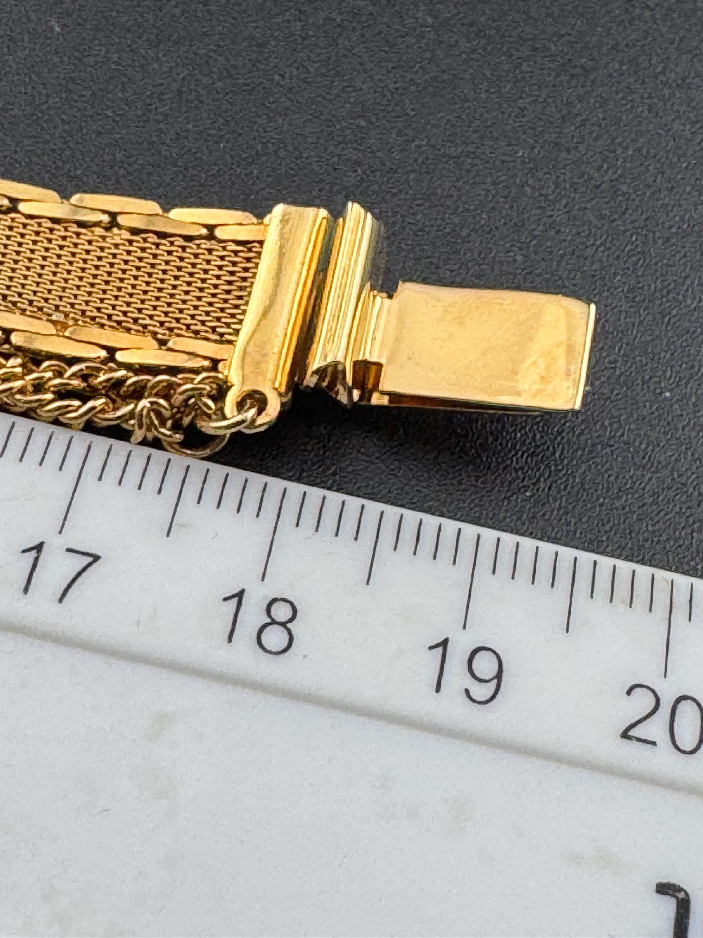 True Vintage pristine antique tone gold plated wide mesh flat link bangle bracelet 18.5 x 12mm old shop stock