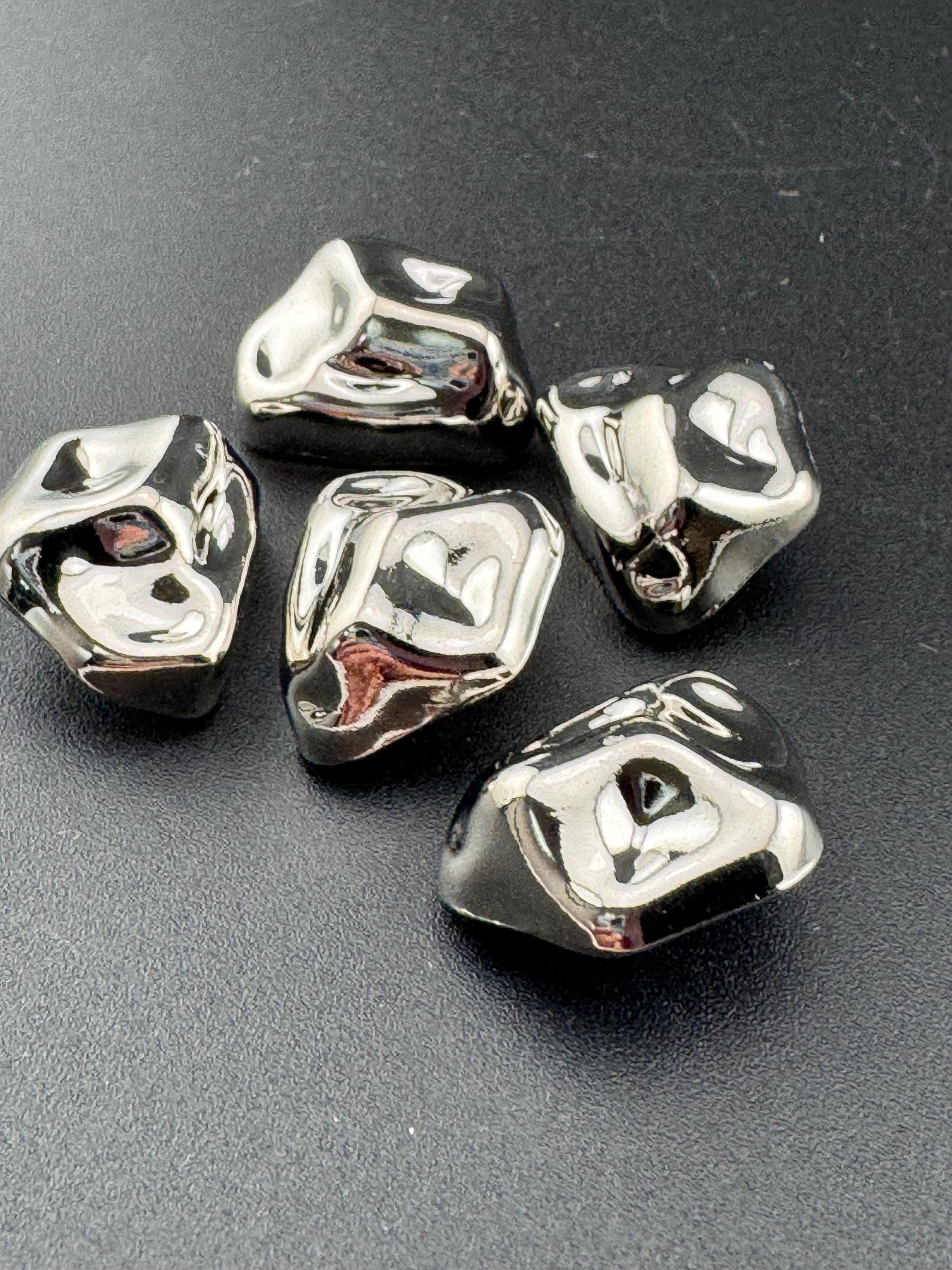 23mm silver tone irregular metal buttons ( 5 pack)