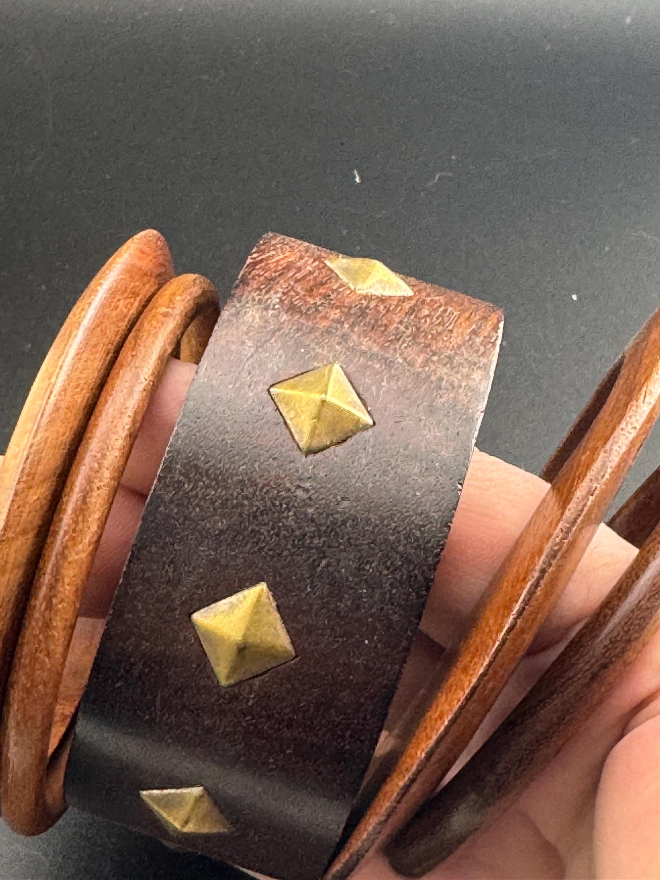 5 Vintage Wooden Stacking Bangles: Ethnic Tribal Boho Bracelets