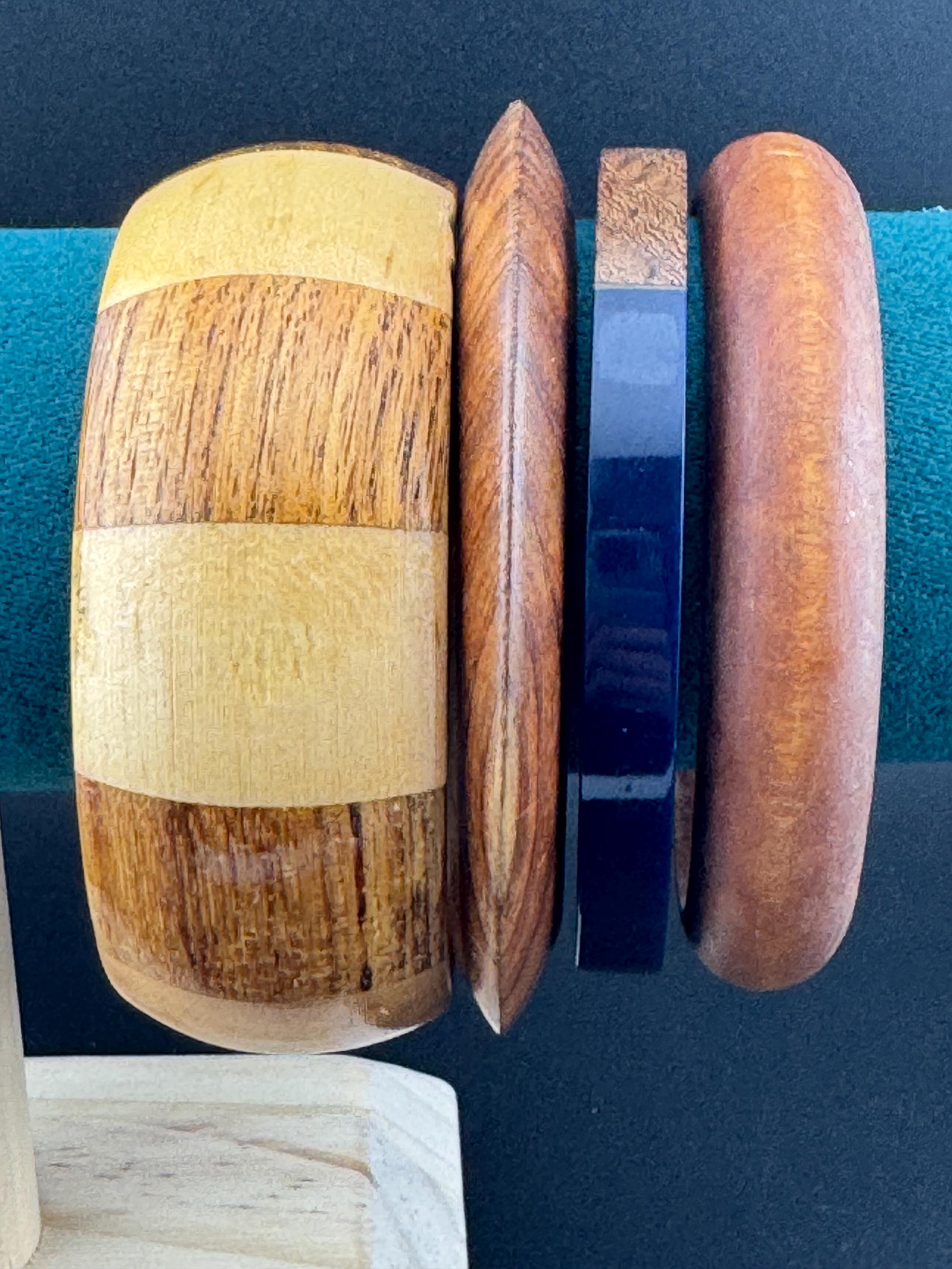4 x vintage wooden stacking bangles in brown natural shades ethnic tribal boho festival bracelets