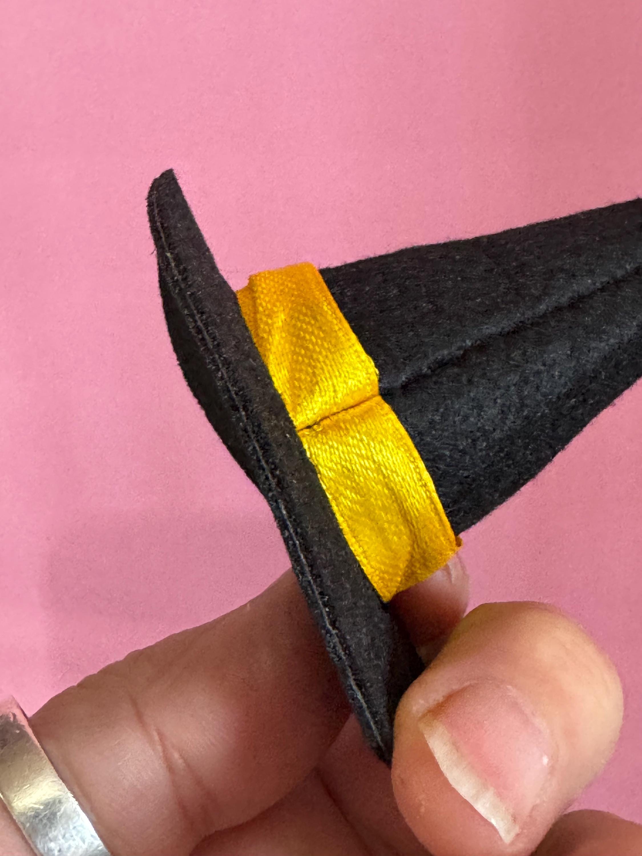 Miniature black felt witches hat Halloween cake topper decoration scenery dolls