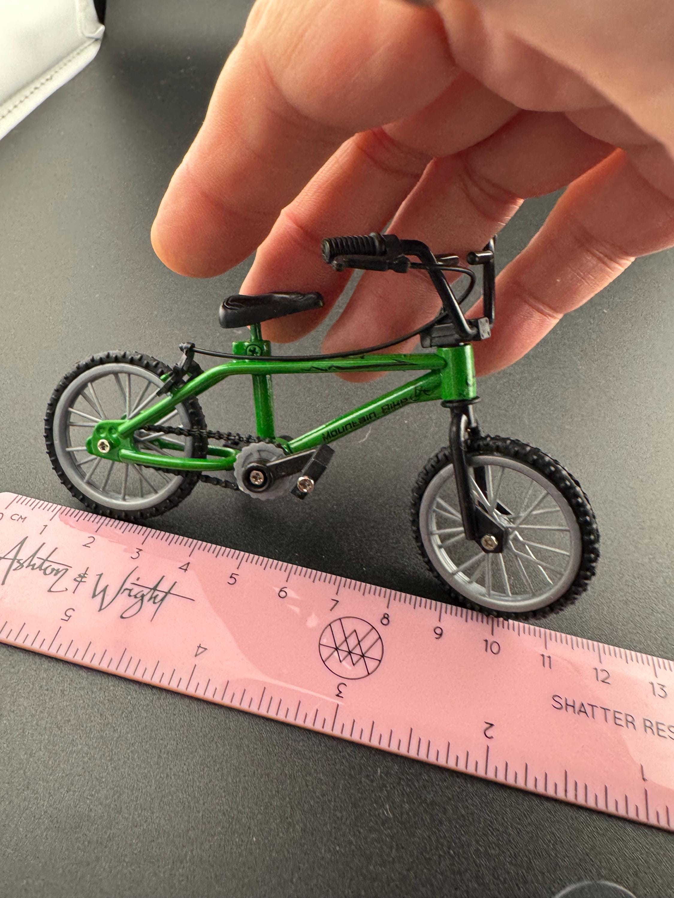 Miniature plastic green mountain bike BMX cake topper decoration