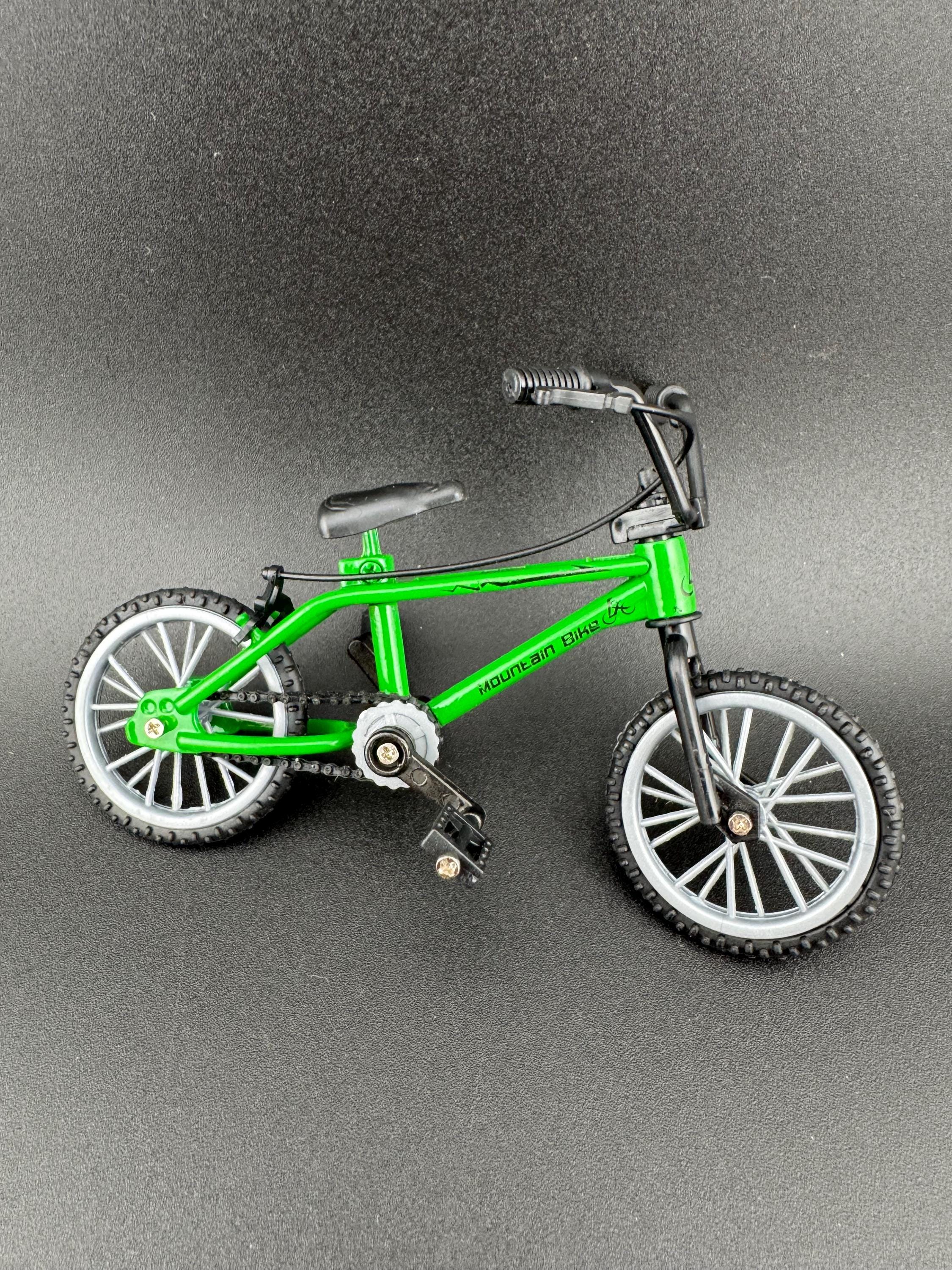 Miniature plastic green mountain bike BMX cake topper decoration