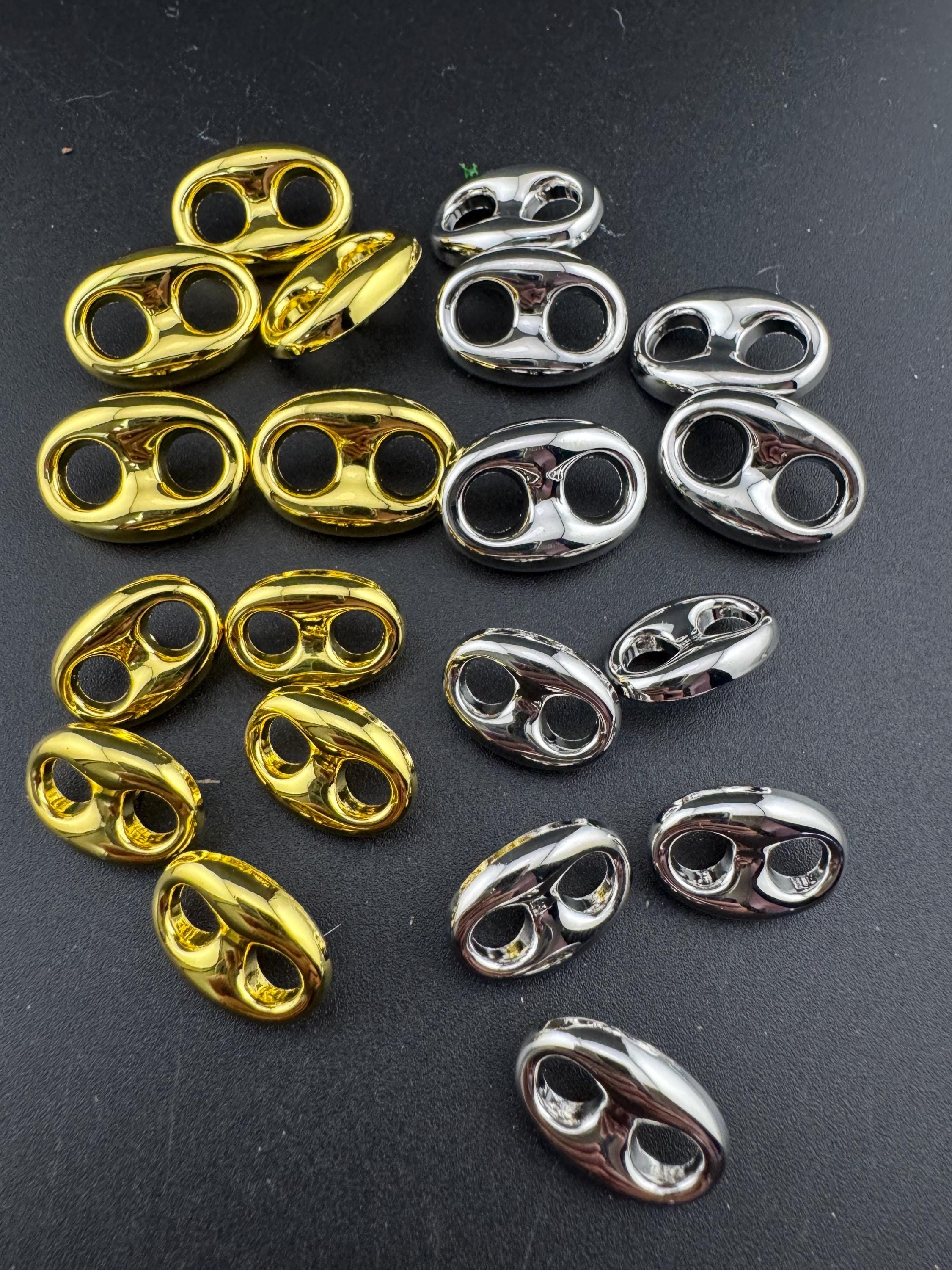 Nautical Mariner Buttons: Gold & Silver Chain Link Design, 18mm-23mm (5 Piece Pack)