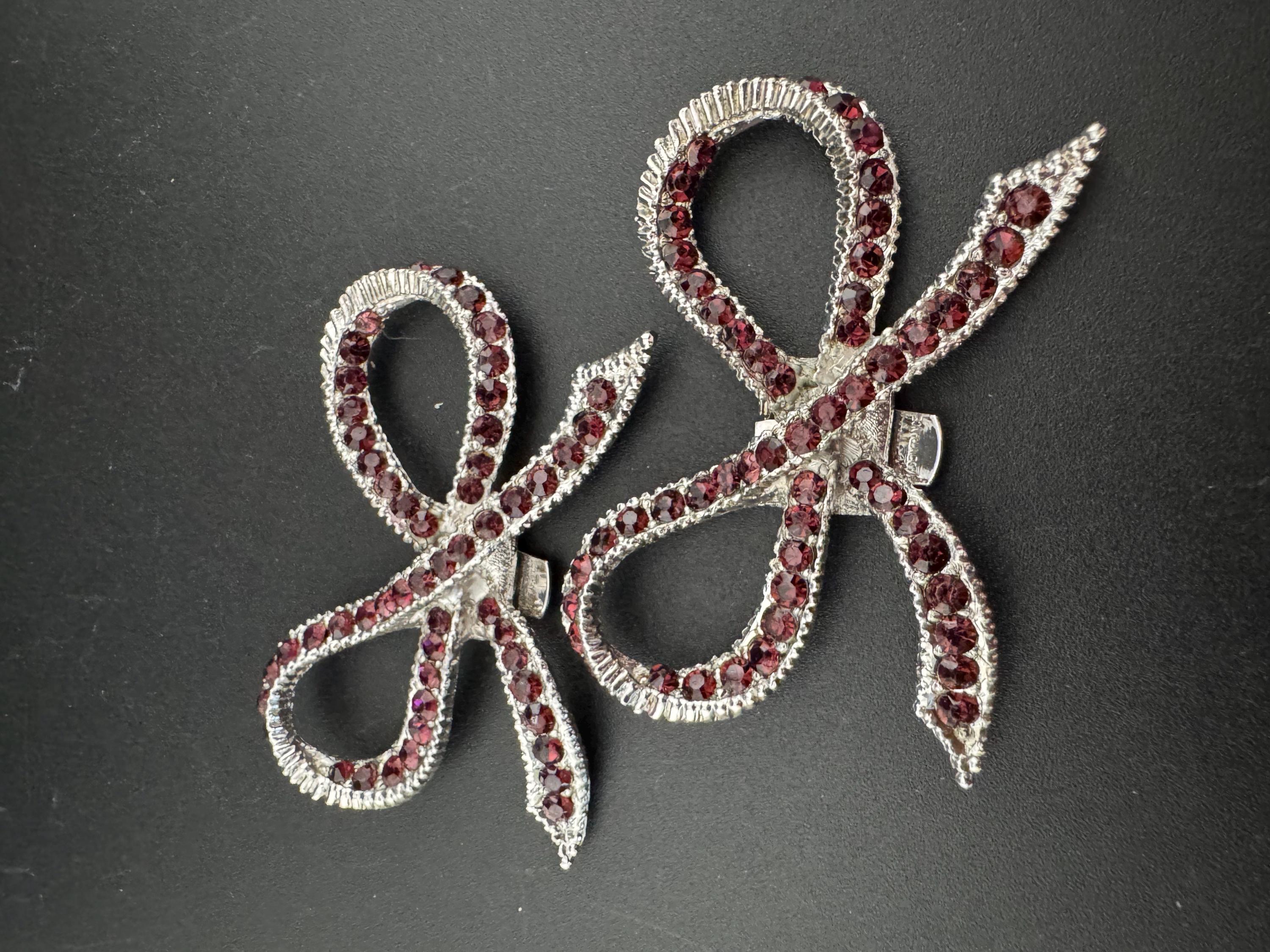 Vintage Swarovski Rhinestone Bow Shoe Clips: Amethyst Diamanté Pair