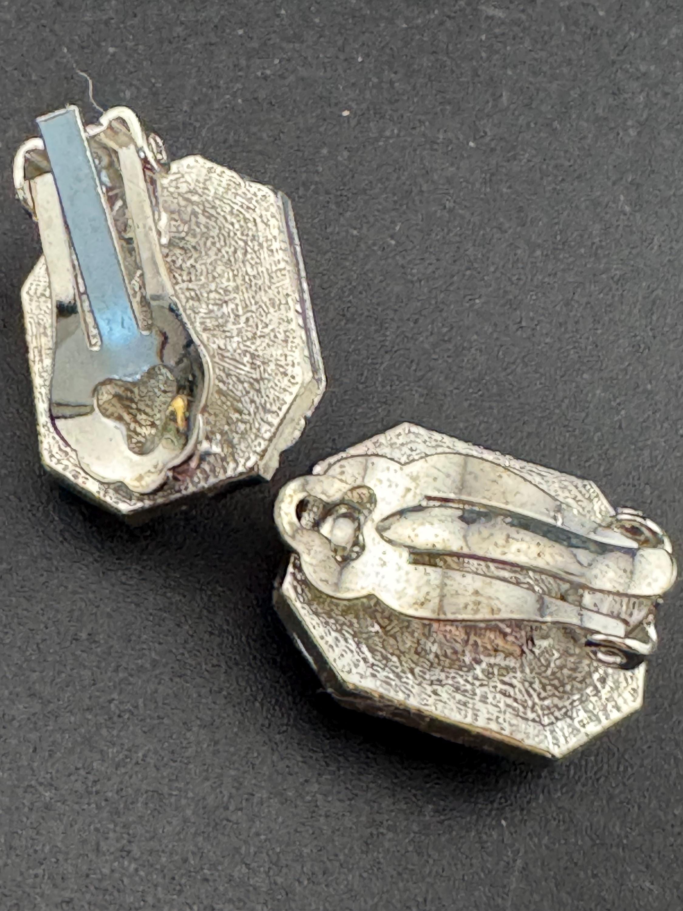 Vintage 1980s Swarovski Crystal Clip On Earrings: Pink Octagon