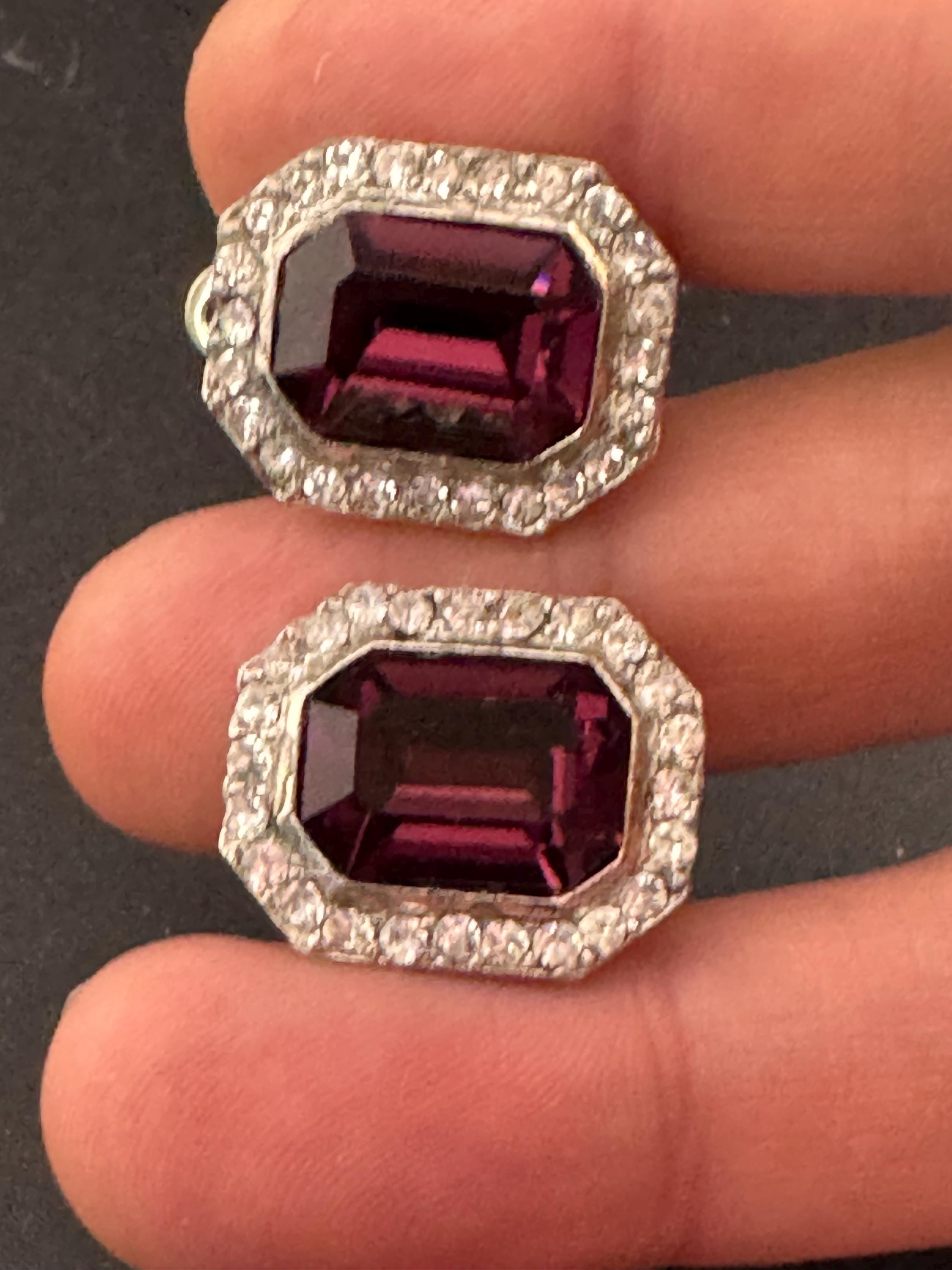 Vintage 1980s Swarovski Crystal Clip On Earrings: Amethyst Purple