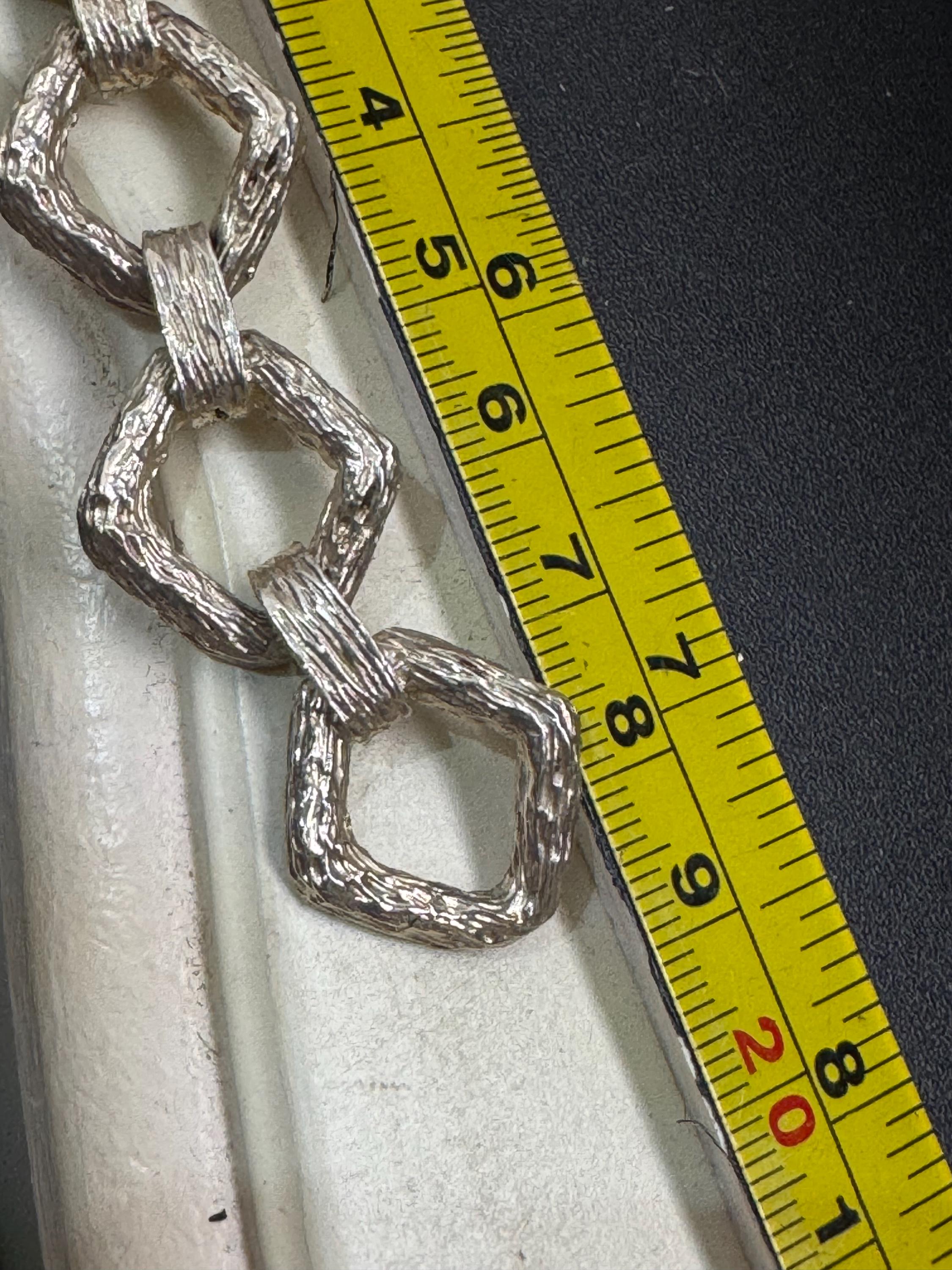 Vintage Clifford and Hall Sterling Silver Bark Panel Bracelet