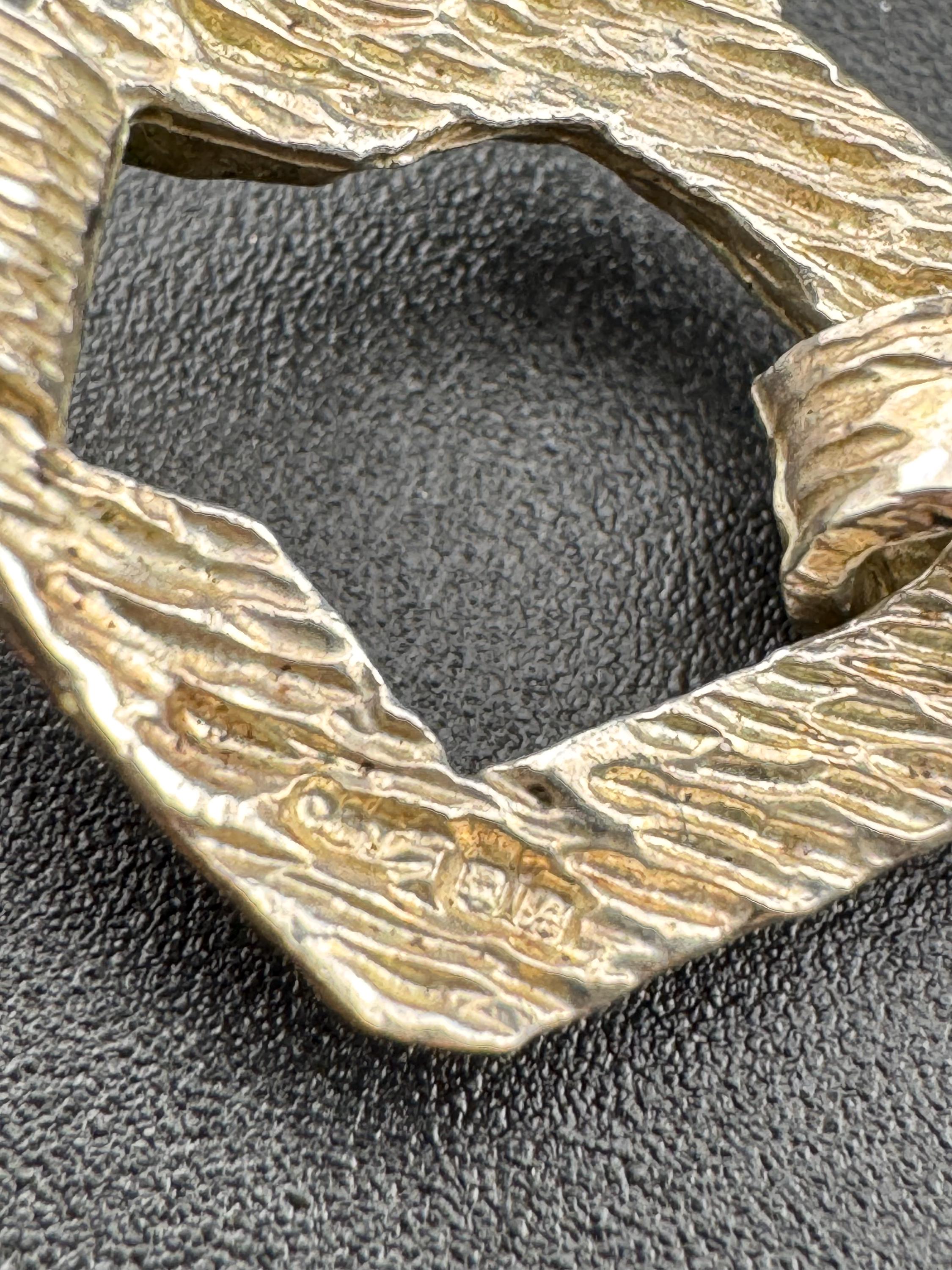 Vintage Clifford and Hall Sterling Silver Bark Panel Bracelet