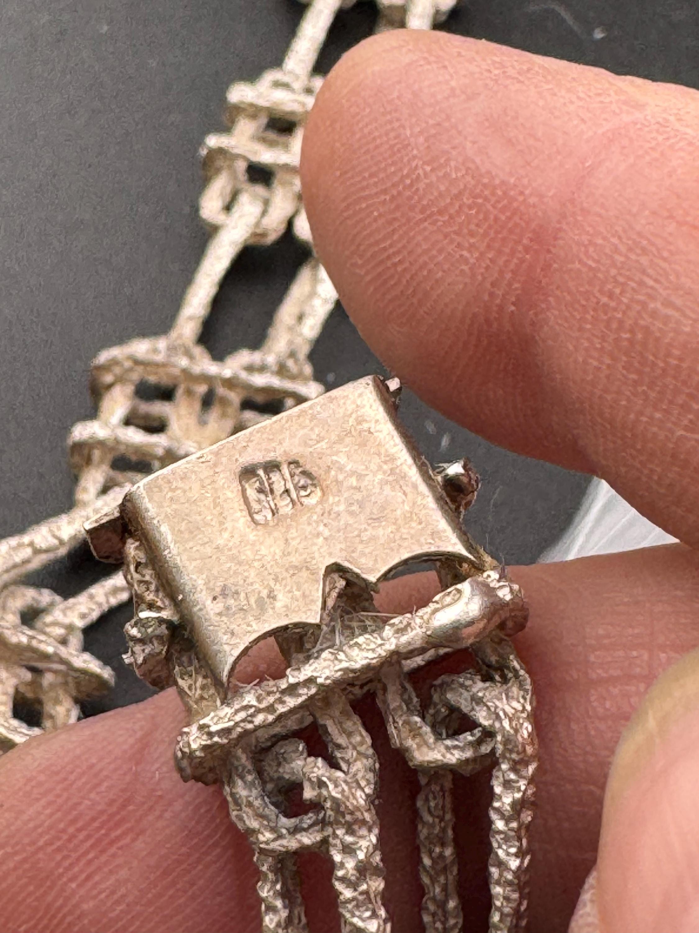 Vintage Sterling Silver Bark Textured Bracelet and Clip-On Earrings Set