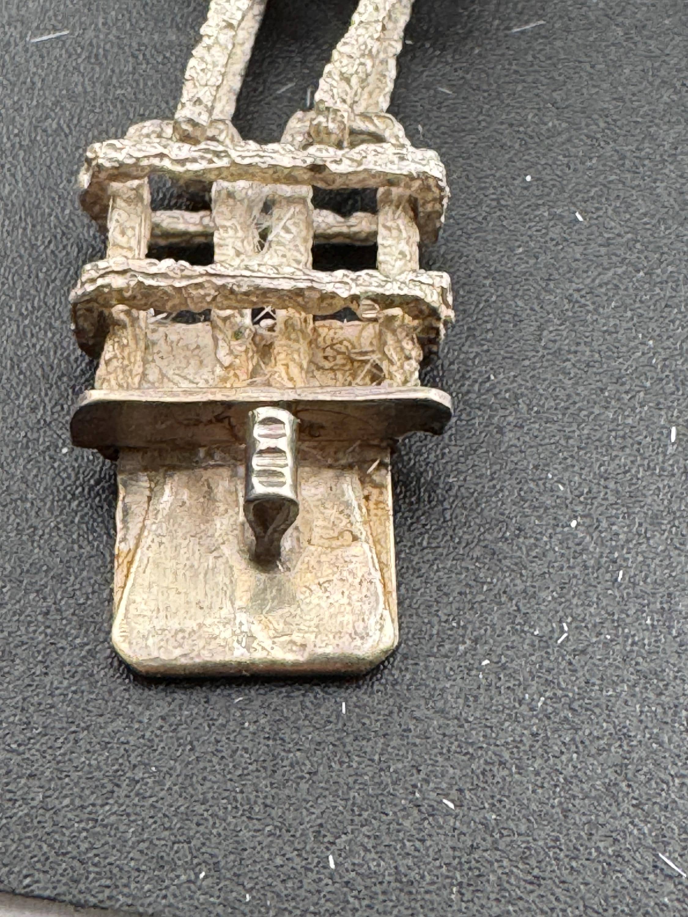 Vintage Sterling Silver Bark Textured Bracelet and Clip-On Earrings Set