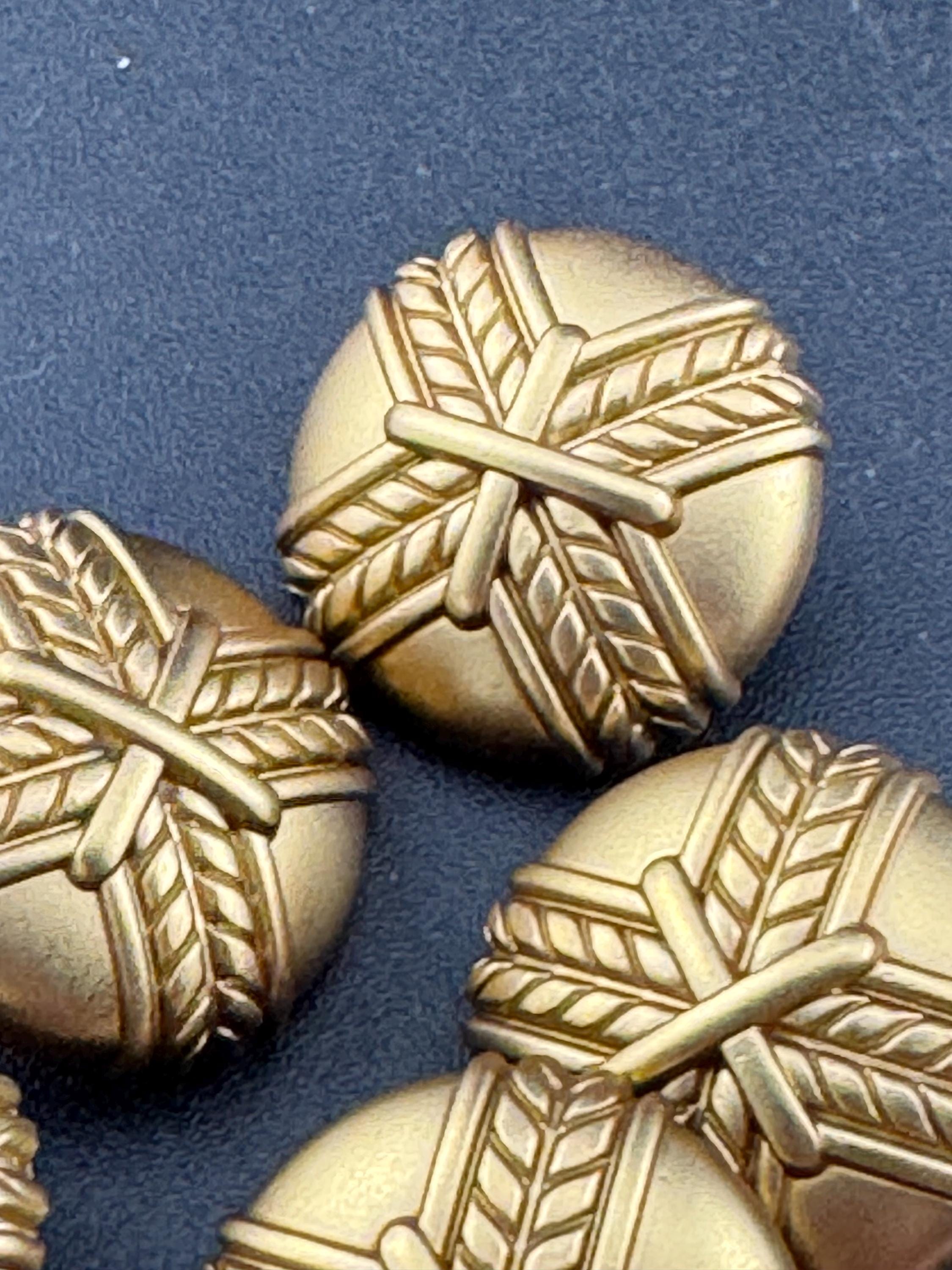 5 Antique Gold Blazer Buttons: 20mm Nautical Rope Design