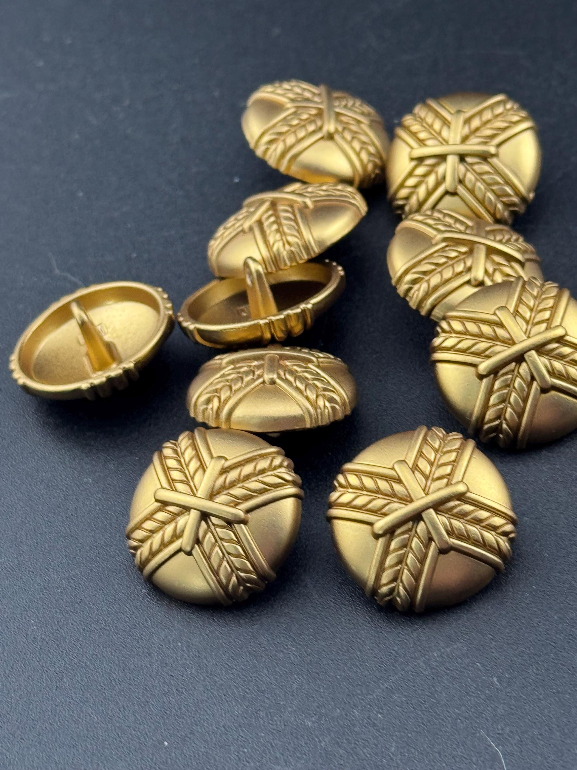 5 Antique Gold Blazer Buttons: 20mm Nautical Rope Design