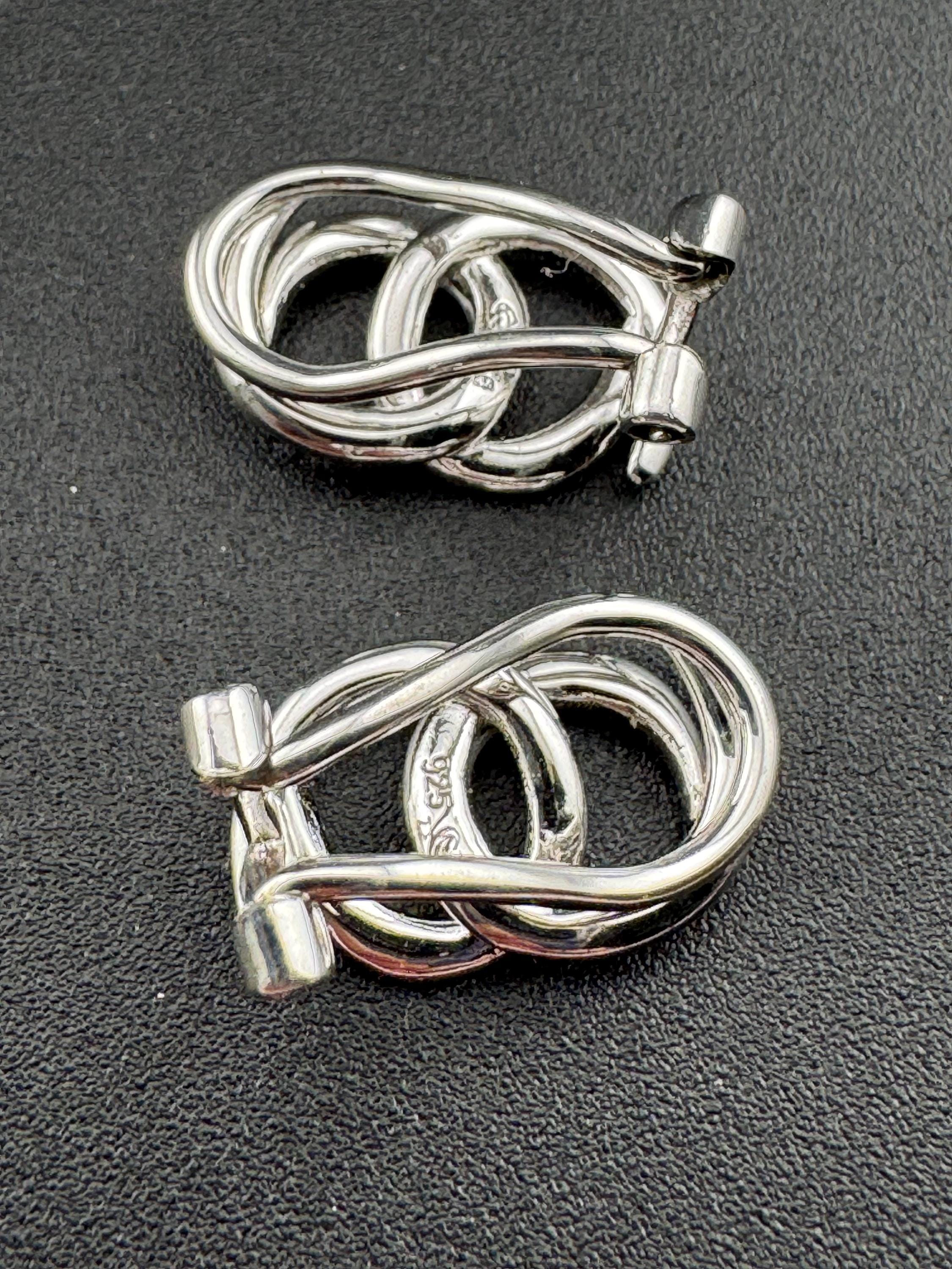 Vintage 925 small diamanté sterling silver crystal elegant clip on earrings 1.75cm