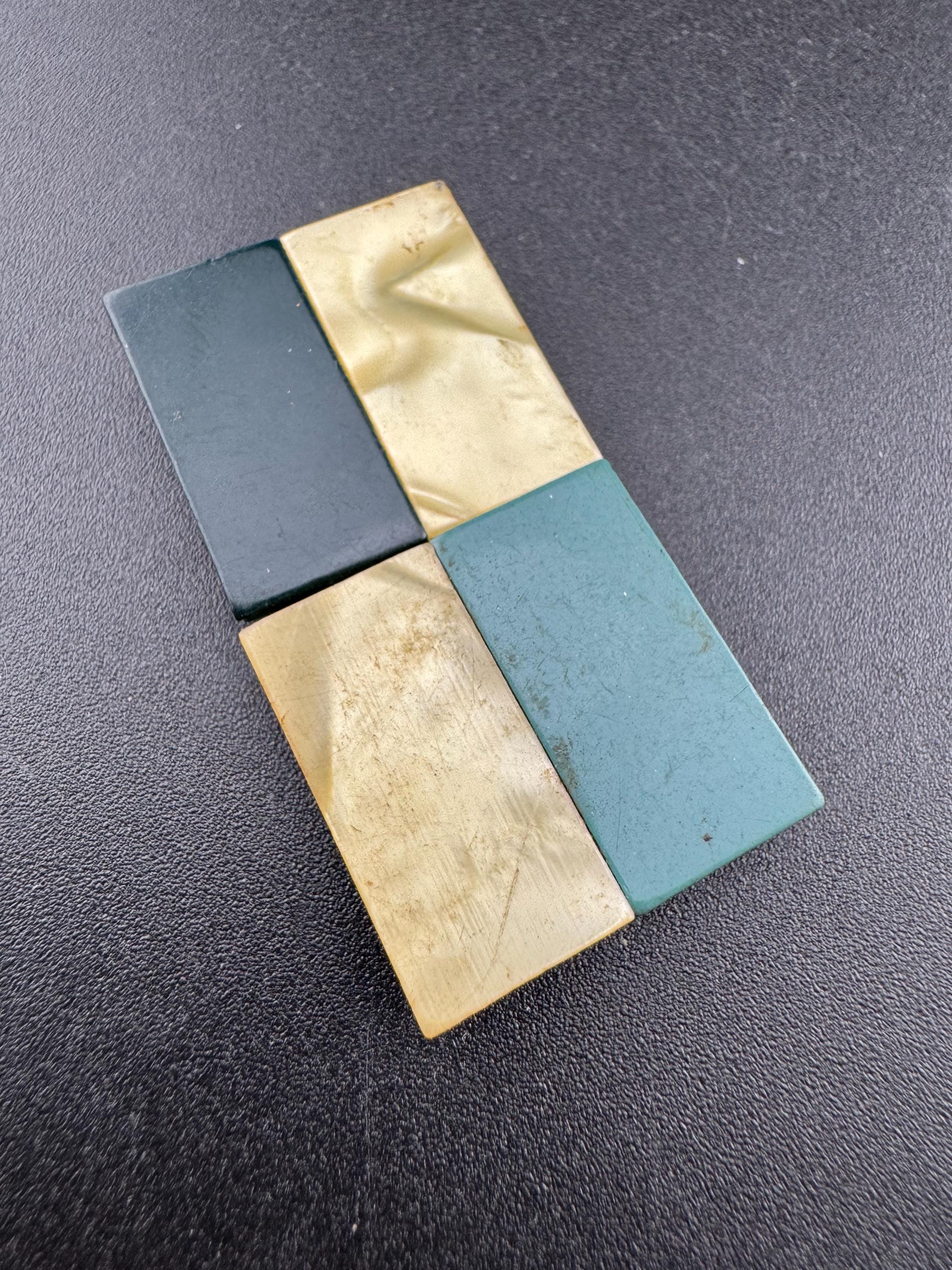 Art Deco Green Celluloid Belt Buckle: Geometric Plastic Clasp