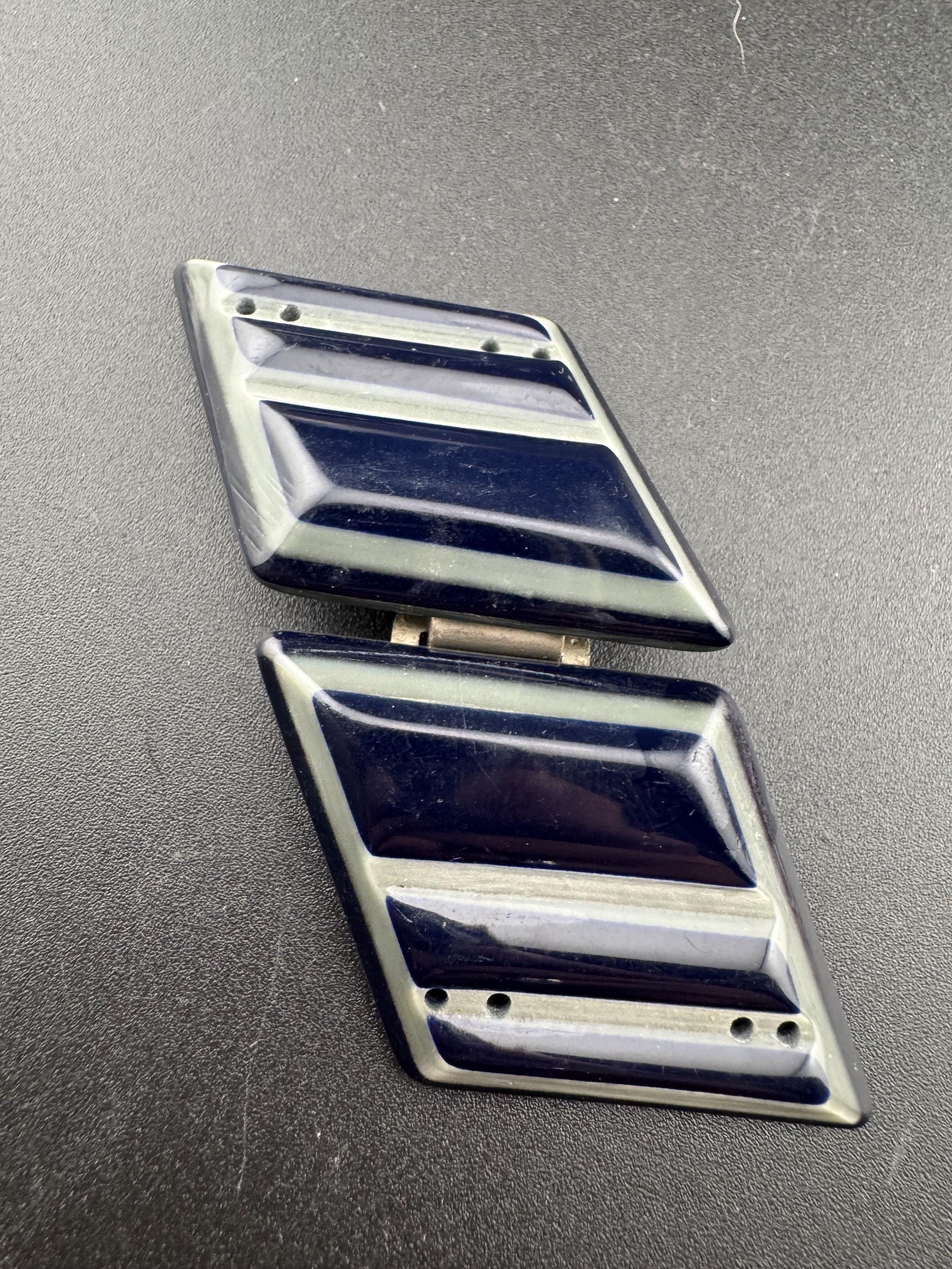 Art Deco Navy Blue Geometric Plastic Belt Buckle