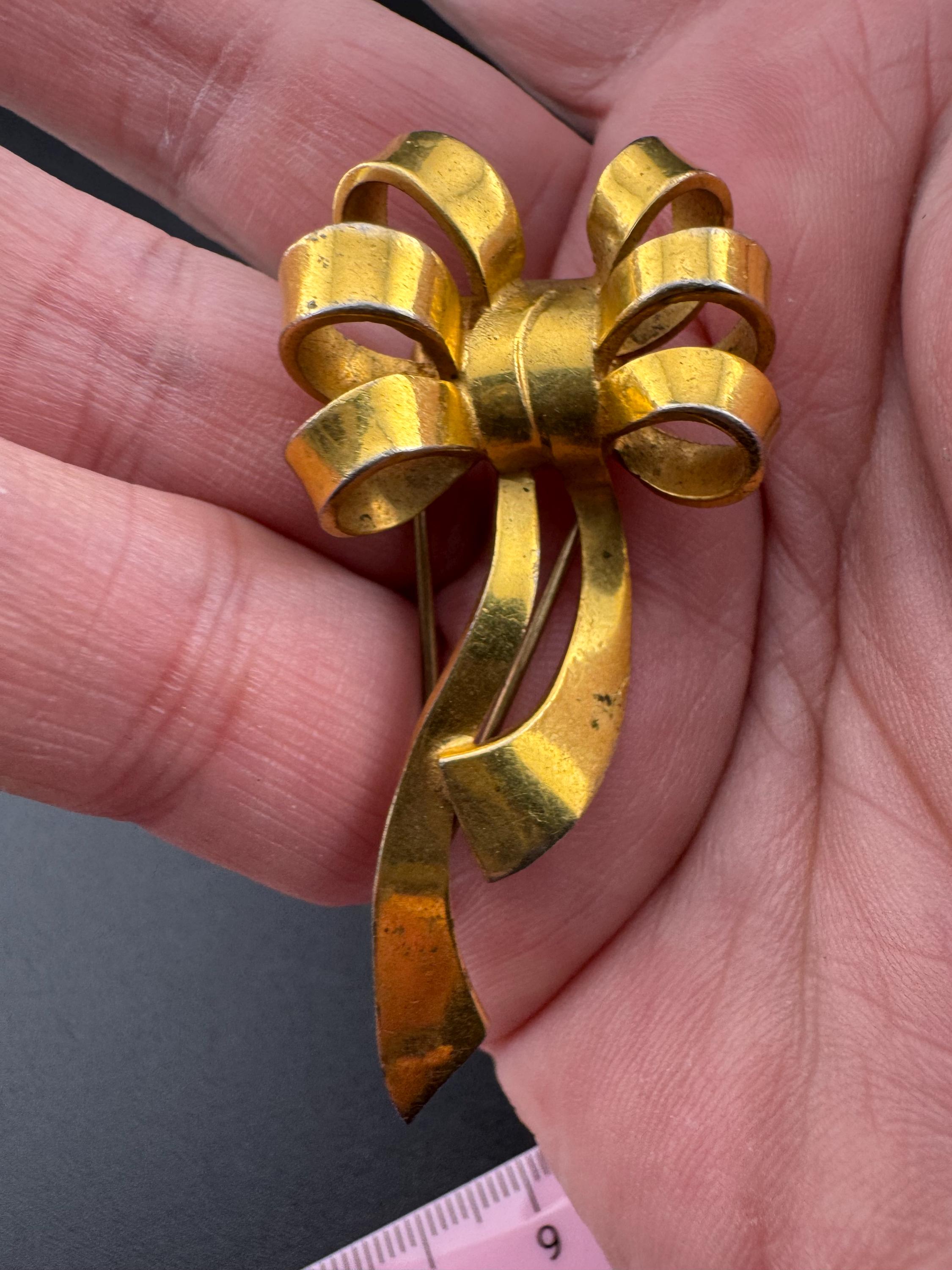 Art Deco Brass Fur Clip: Signed Louis Viale, 1930s-40s