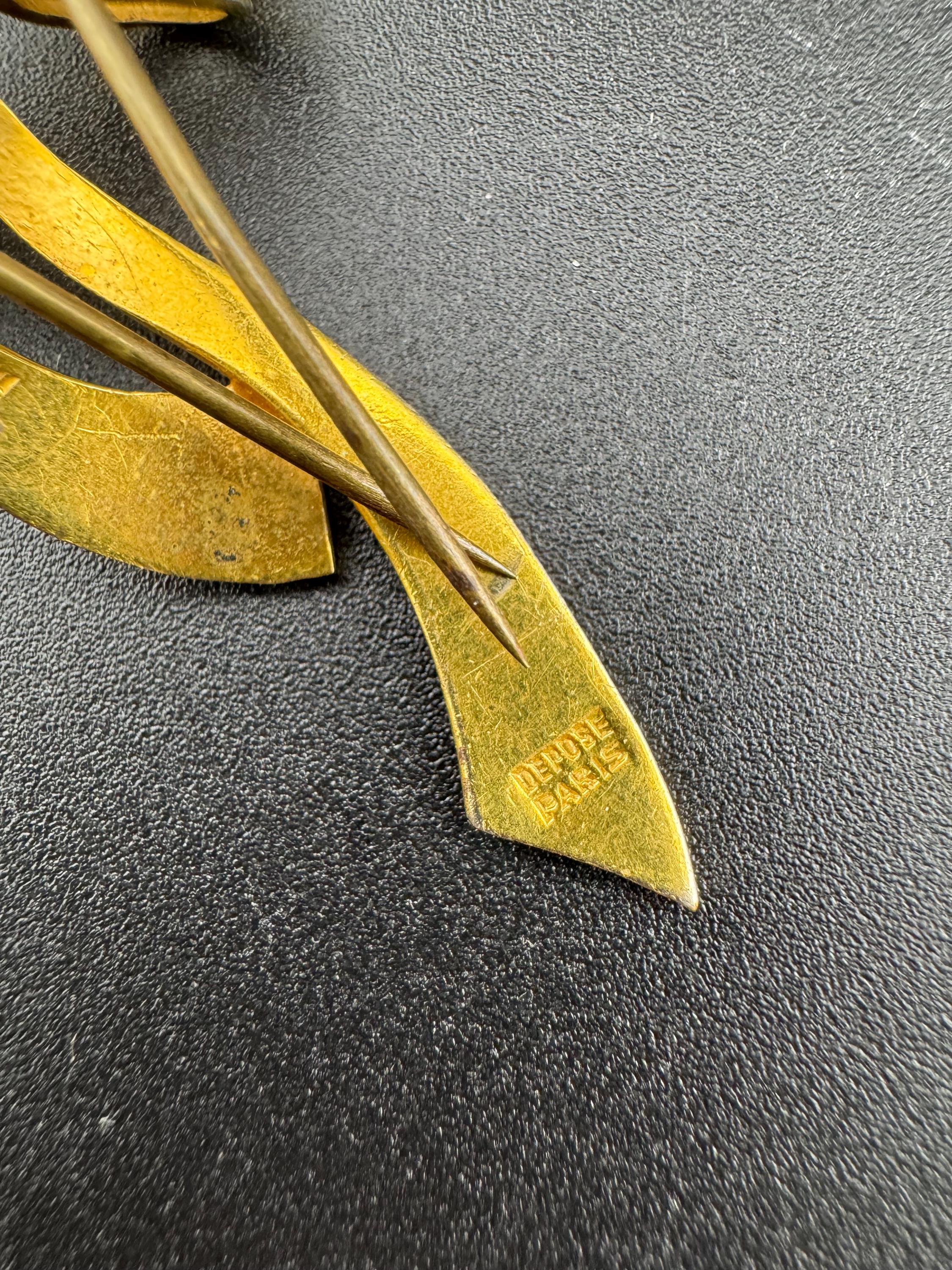 Art Deco Brass Fur Clip: Signed Louis Viale, 1930s-40s