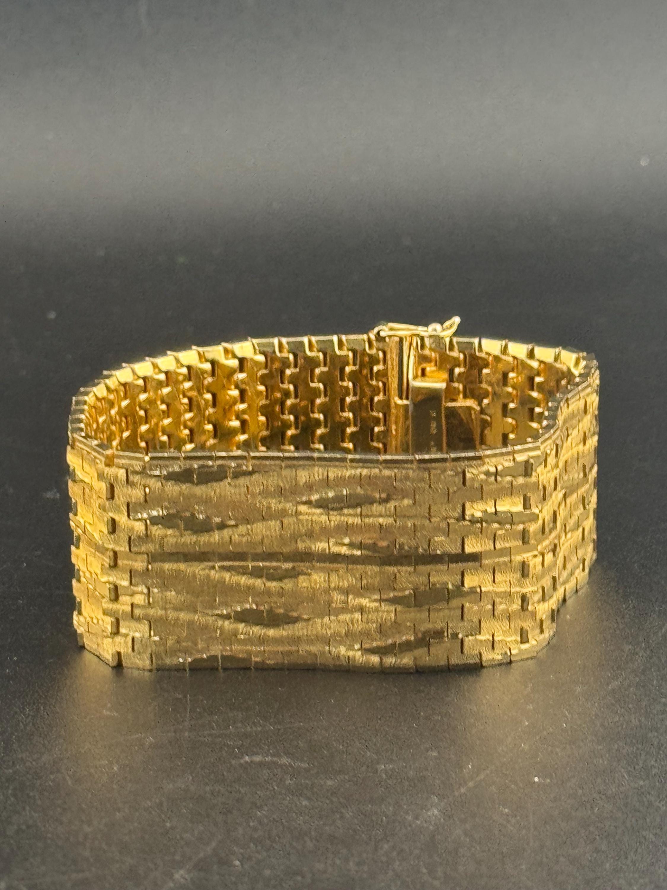 1970s Italian 18k Gold Plated Cuff Bracelet