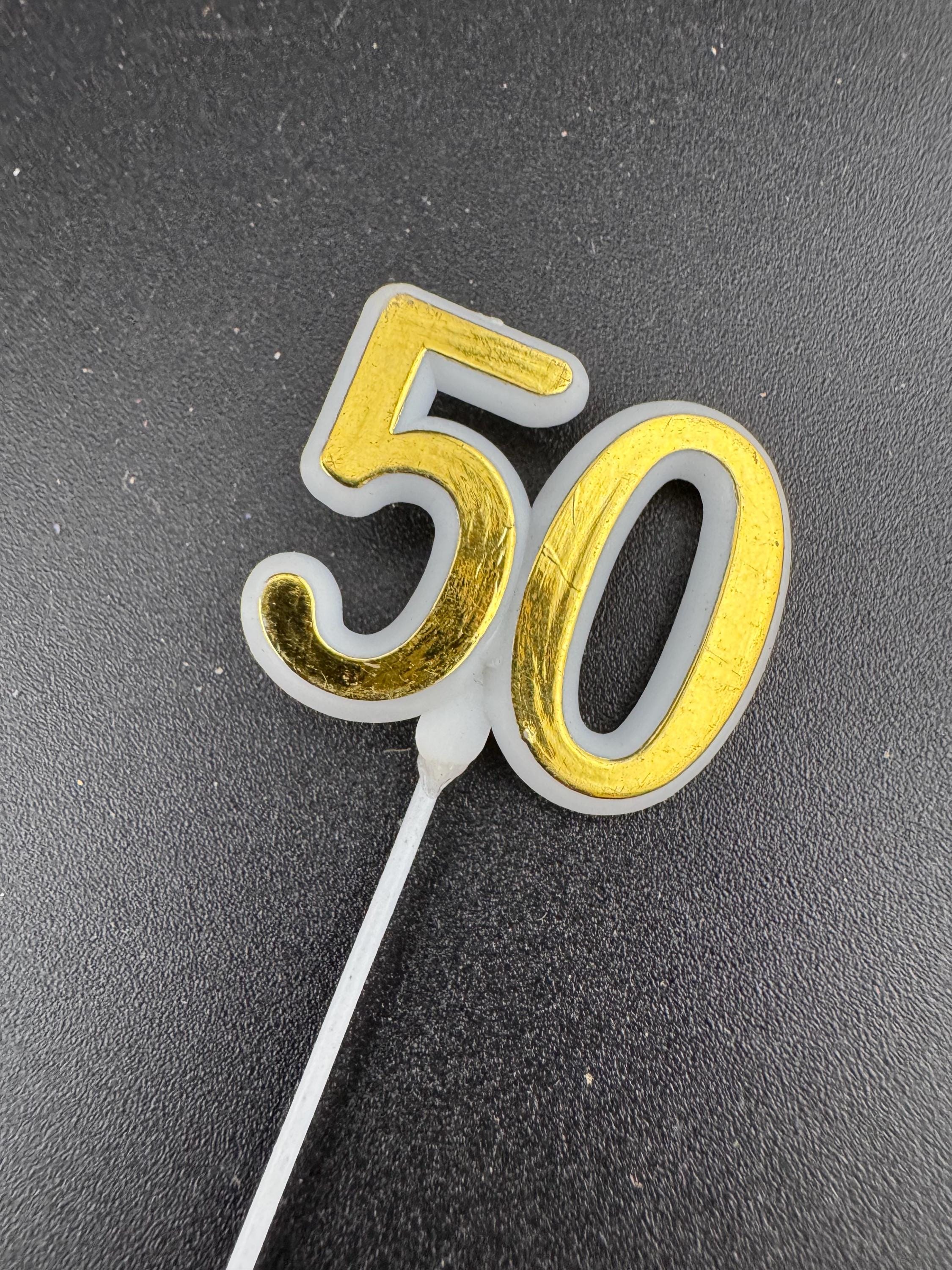 Vintage traditional 50th golden wedding anniversary cake topper decoration embossed metal birthday