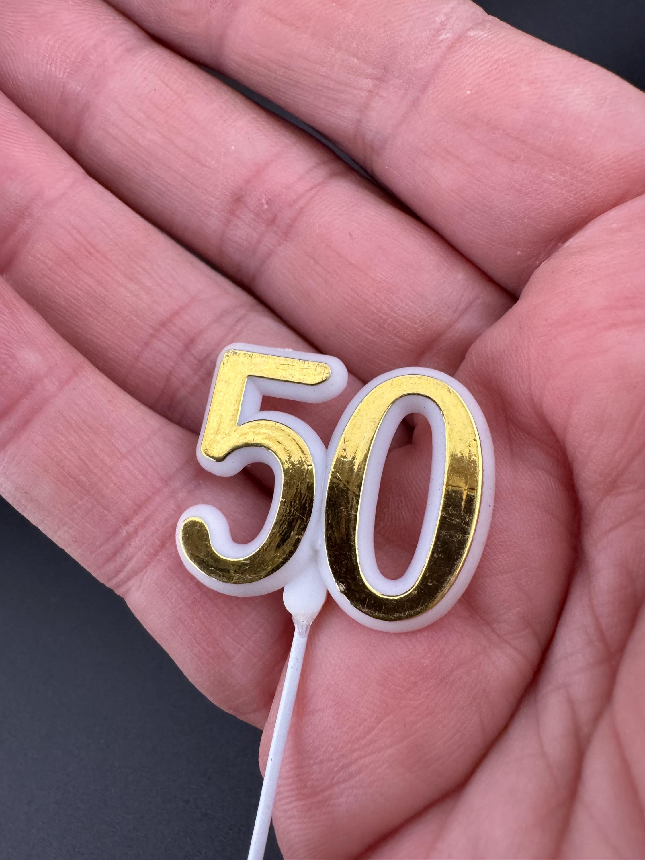 Vintage traditional 50th golden wedding anniversary cake topper decoration embossed metal birthday