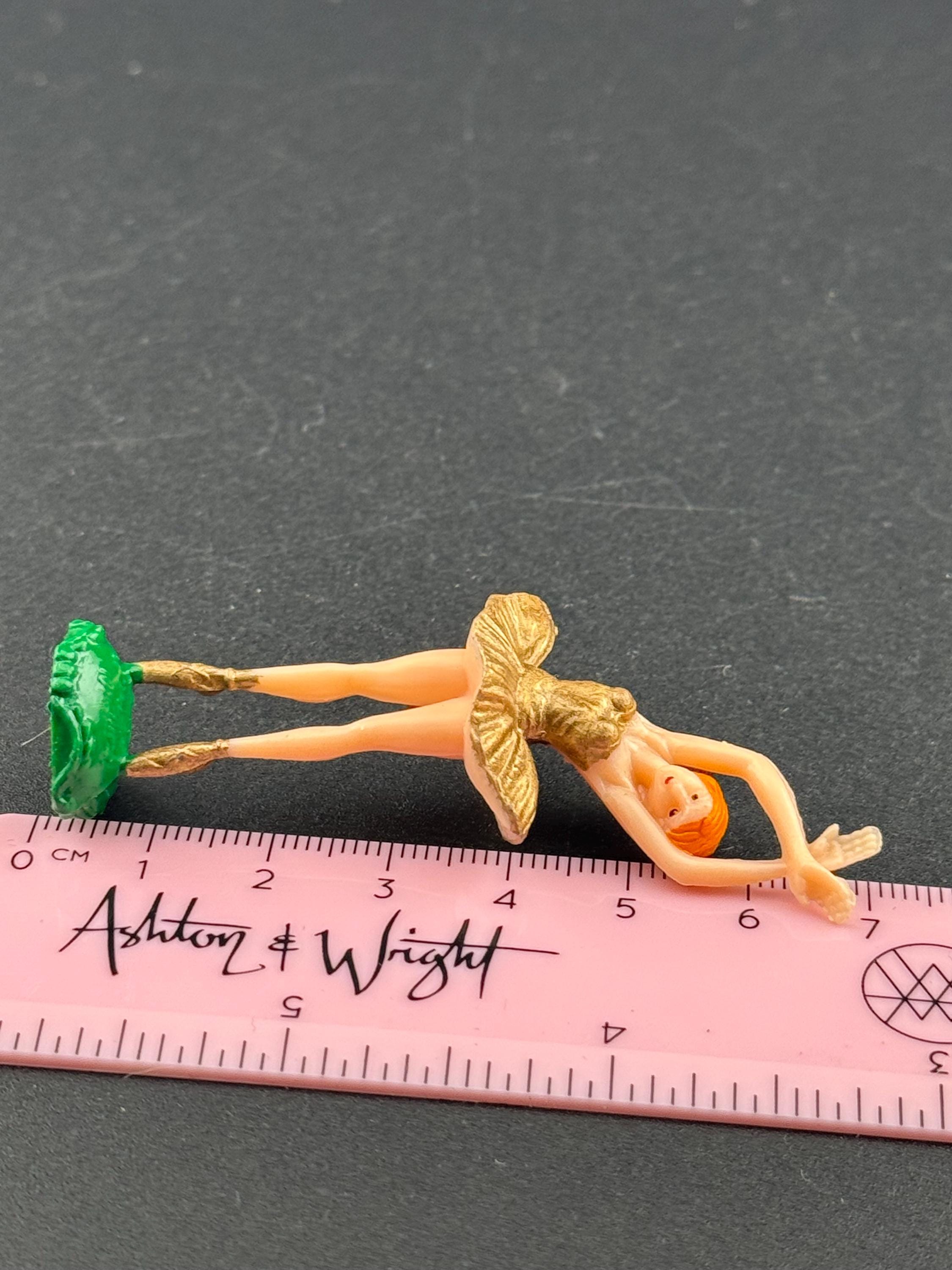 Vintage ballerina gold dress plastic Cake topper decoration old ballet dancer
