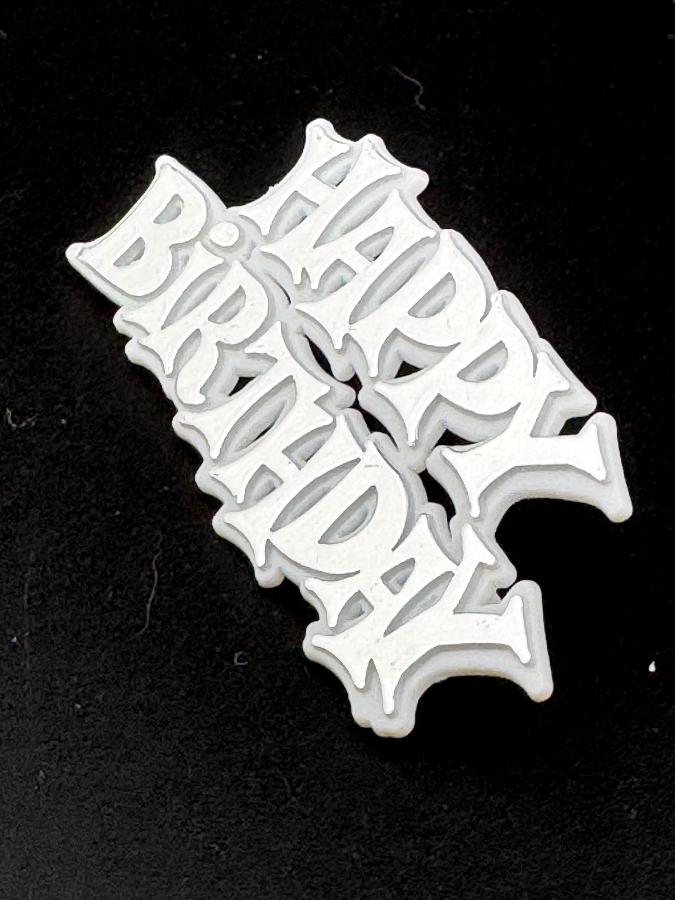 Vintage Happy Birthday Cake Decoration Silver Cake Topper